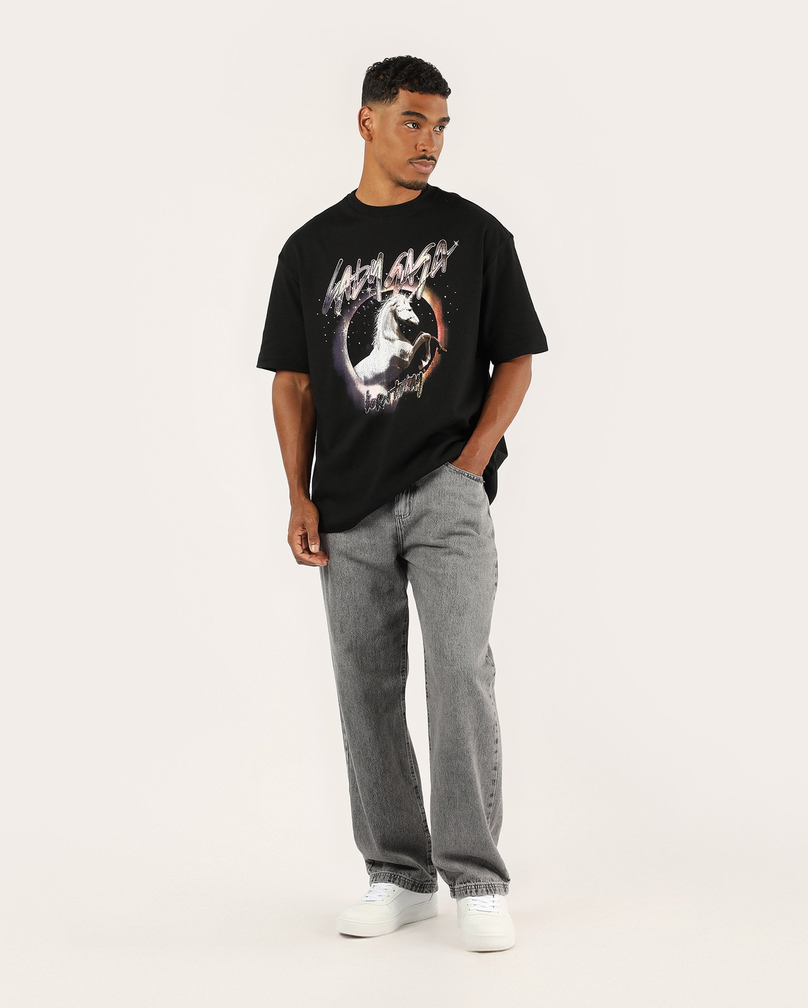 Camiseta masculina Unicórnio Lady Gaga - preta | FANLAB — foto 2