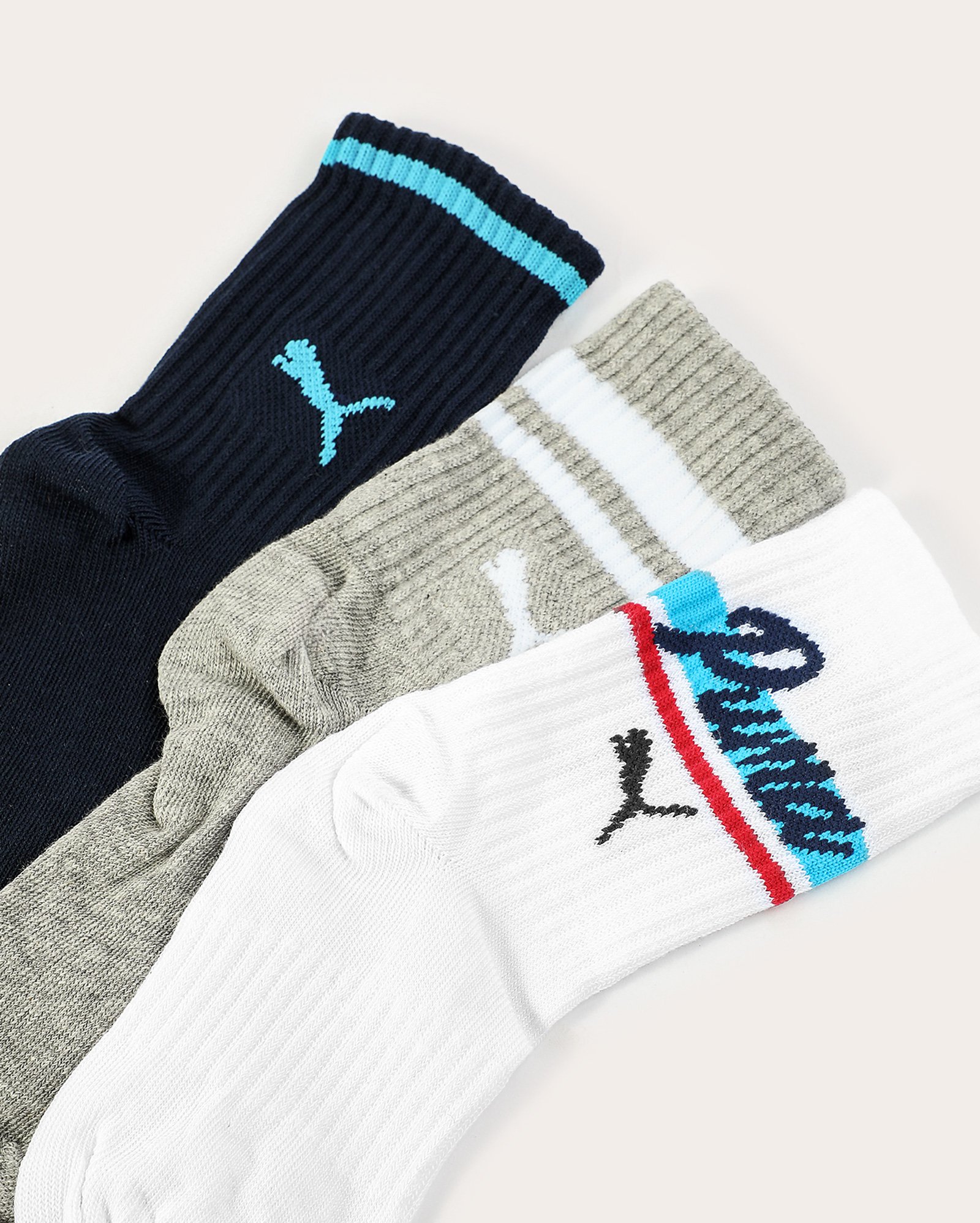 Kit meia infantil 3 pares cano longo listras multicor | Puma