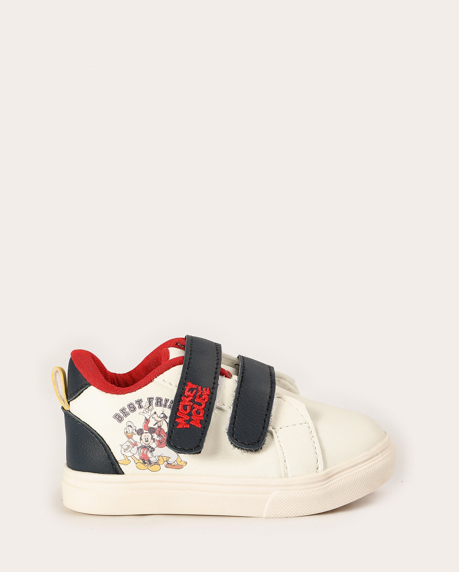 Tênis infantil com recortes e fita aderente Mickey - off-white | Disney