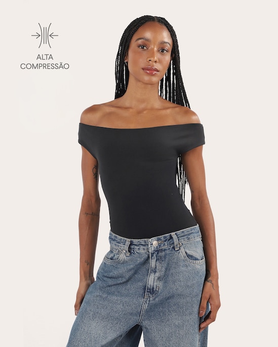 Blusa feminina Curvify poliamida ombro a ombro