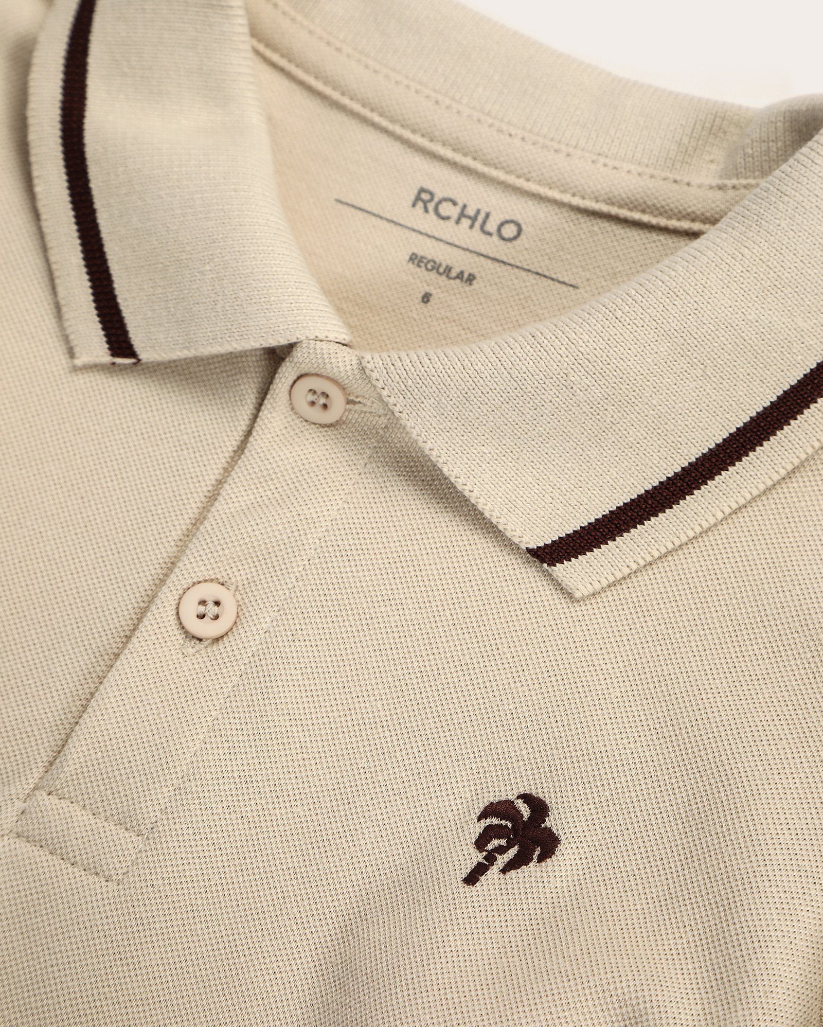 Camisa polo infantil bordado coqueiro 4-10A - Bege