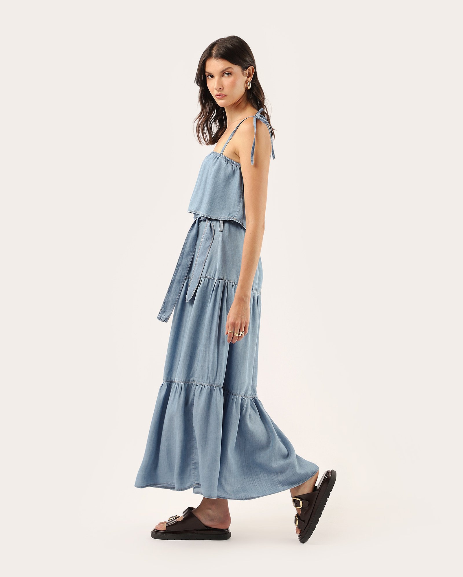 Vestido jeans midi três marias - denim médio | Pool Jeans