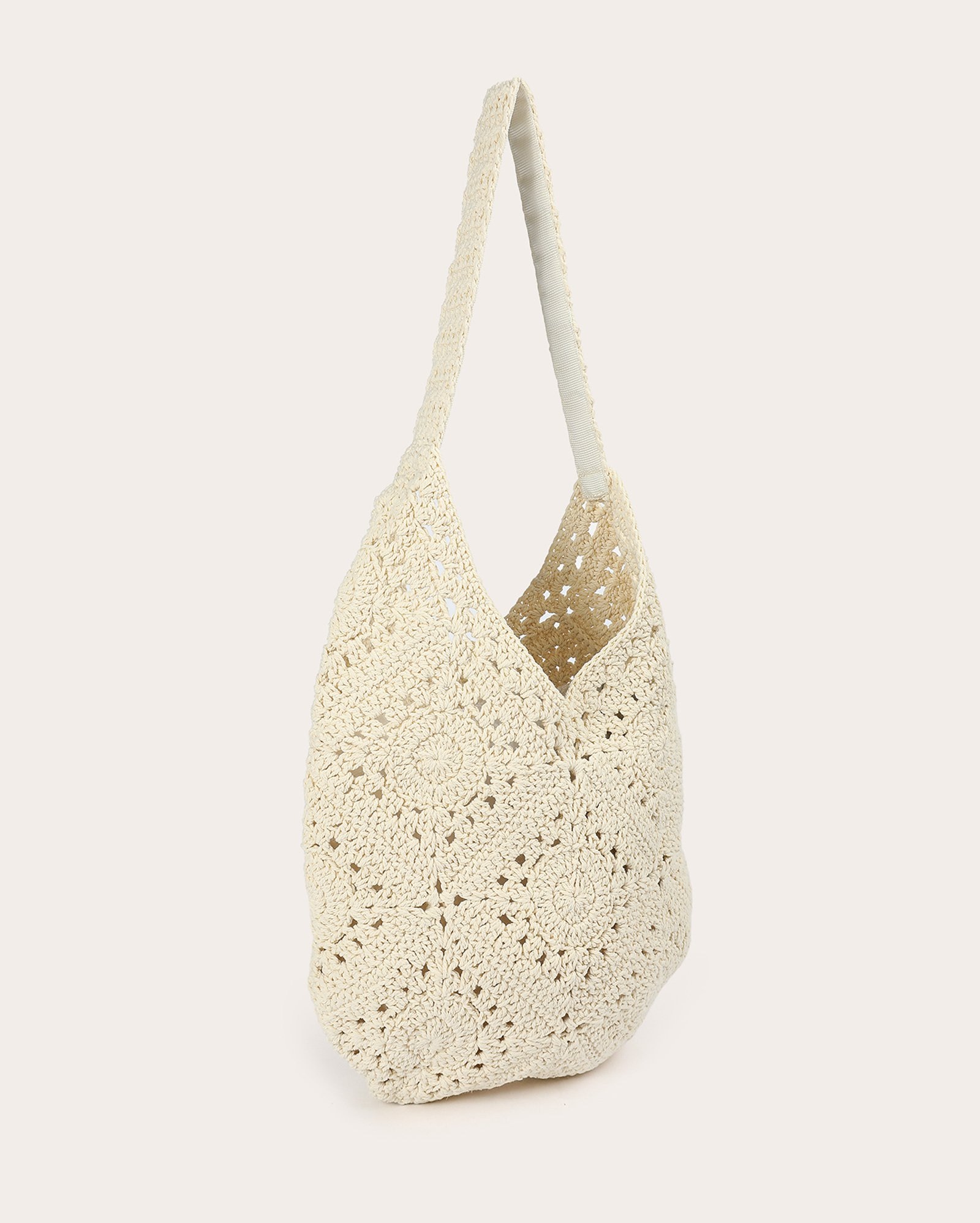 Bolsa de praia tote crochê artesanal off-white | Accessori 