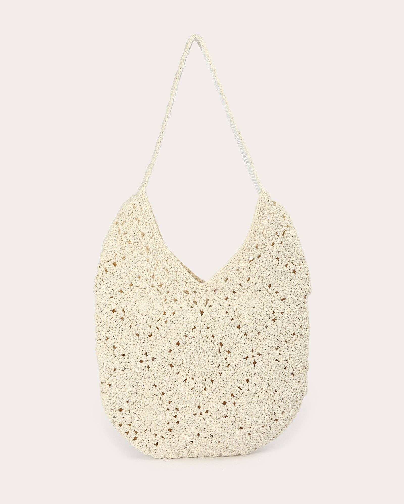 Bolsa de praia tote crochê artesanal off-white | Accessori 
