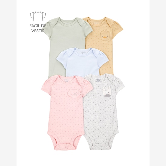Kit body bebê 5 peças poá e bichinhos multicor | Carter's