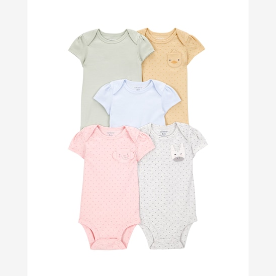 Kit body bebê 5 peças poá e bichinhos multicor | Carter's
