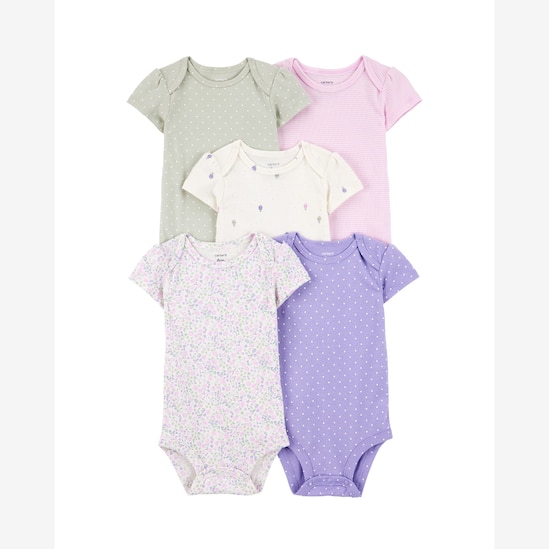 Kit body bebê 5 peças flores poá e listras multicor | Carter's