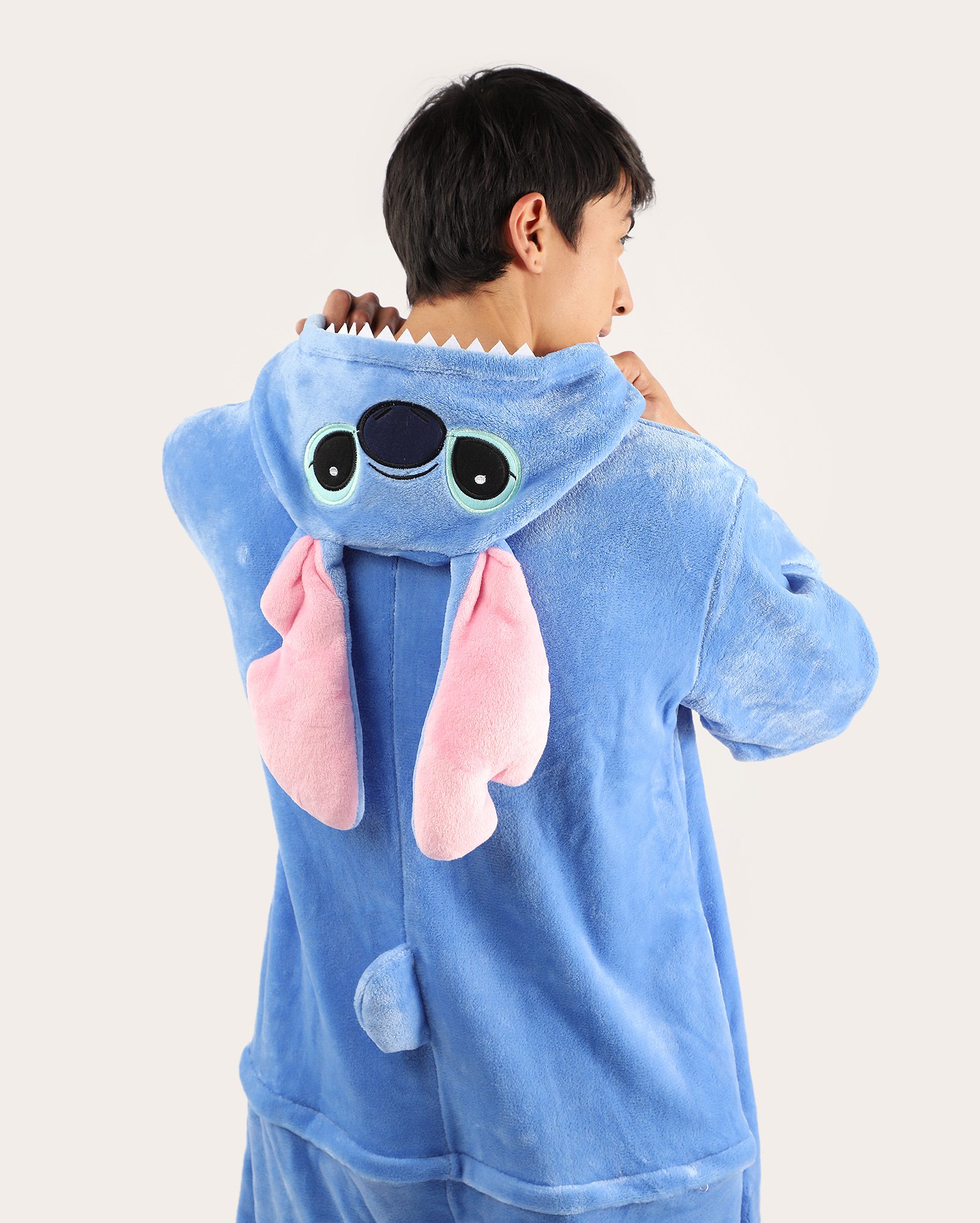 Macacão pijama masculino com capuz Stitch azul | FANLAB