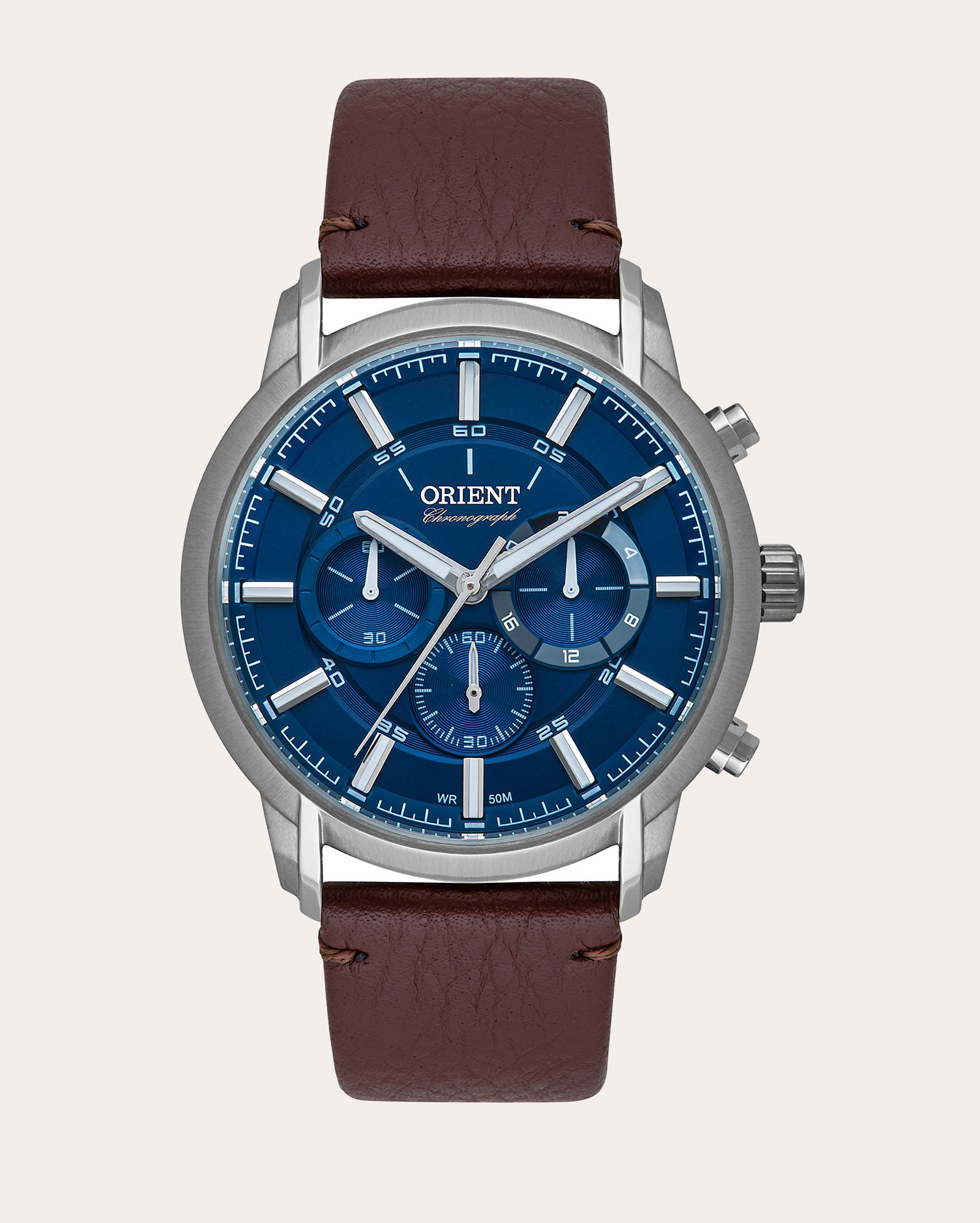 Relógio cronógrafo masculino MBSCC055 D1NX marrom | Orient