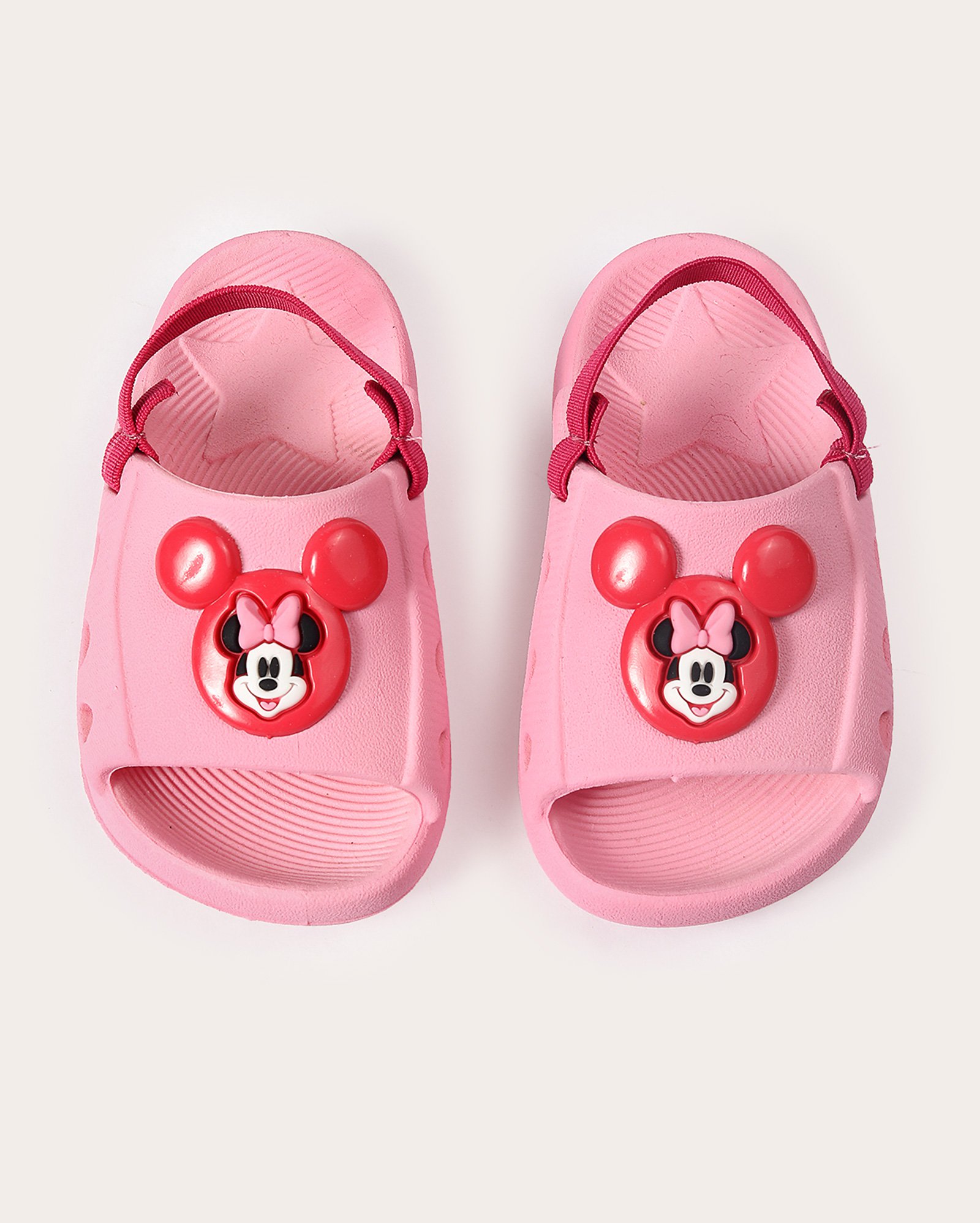 Sandália infantil slide Minnie e elástico no calce rosa | Grandene