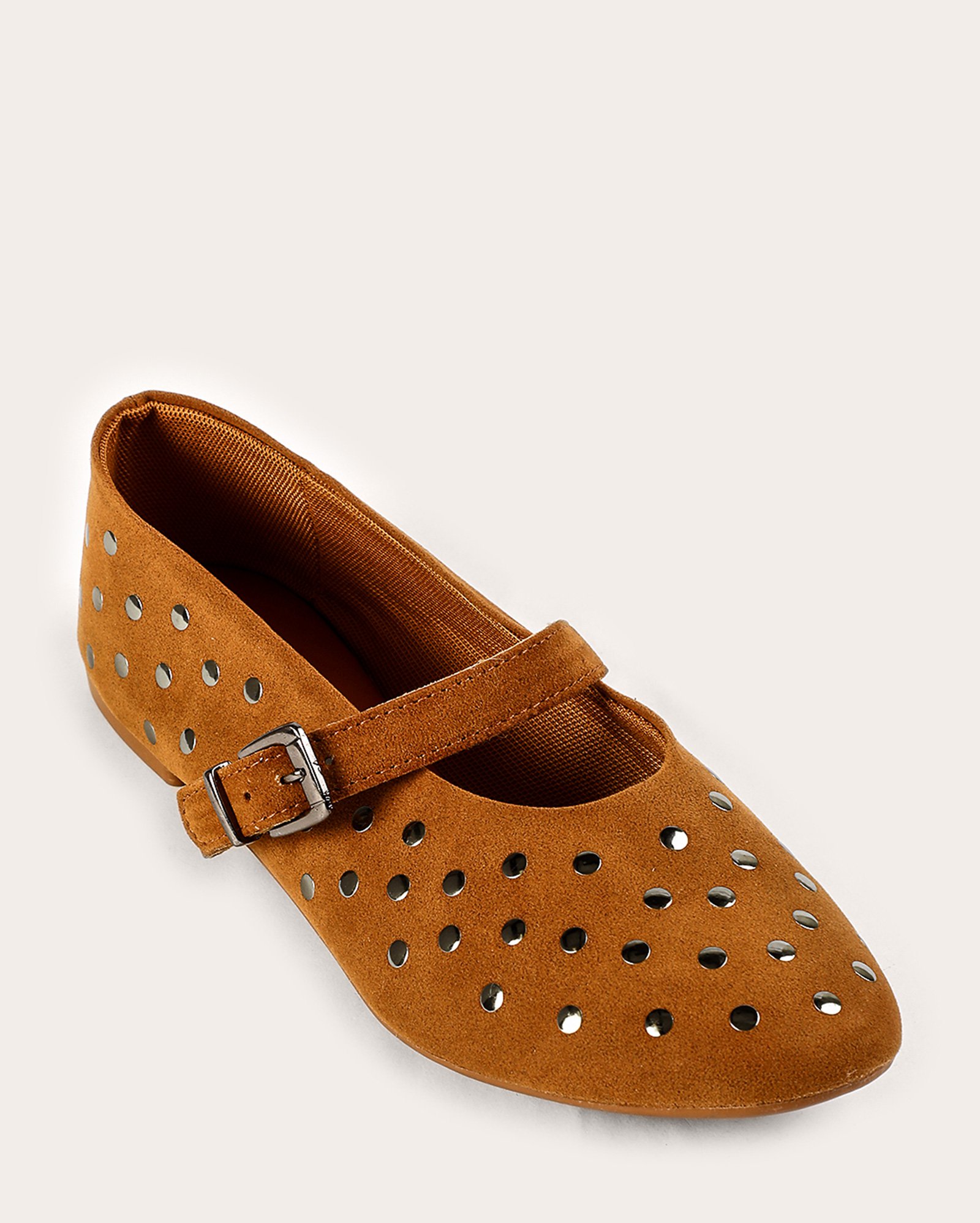Sapatilha feminina boneca suede aplicação metalizada marrom | Riachuelo