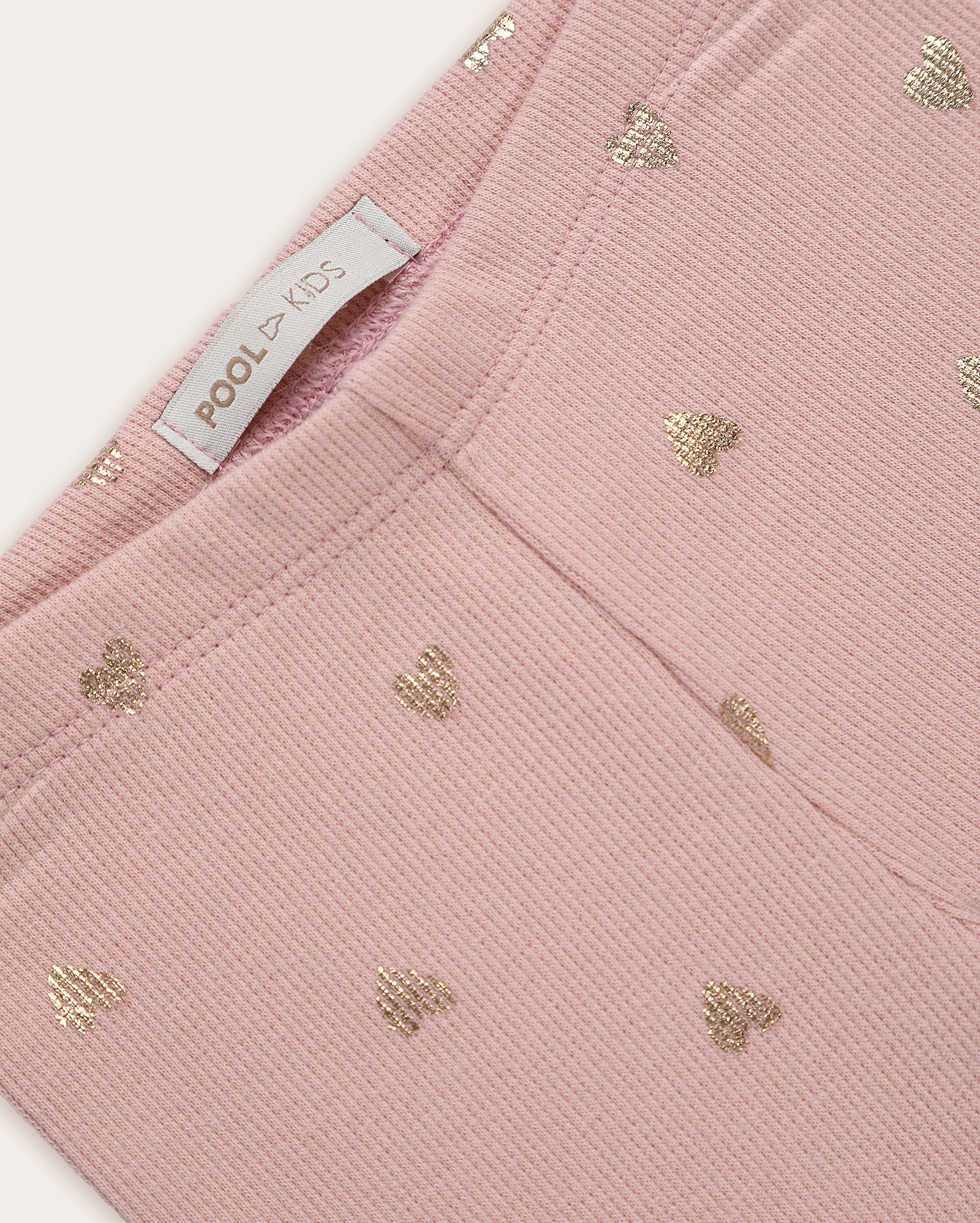 Calça legging infantil canelada coração metalizado 1-4A rosa