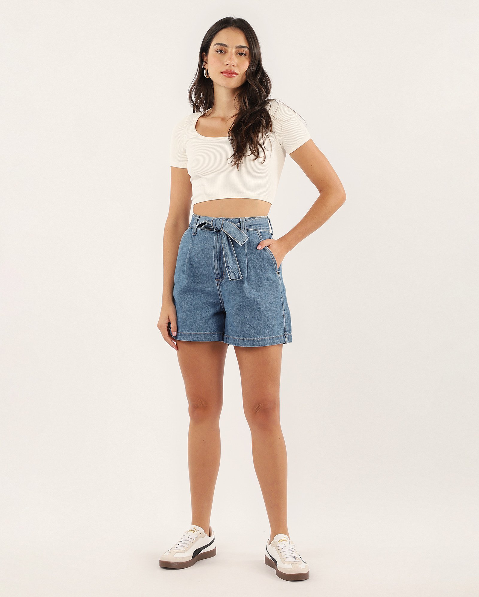 Short jeans feminino clochard denim médio | Pool Jeans