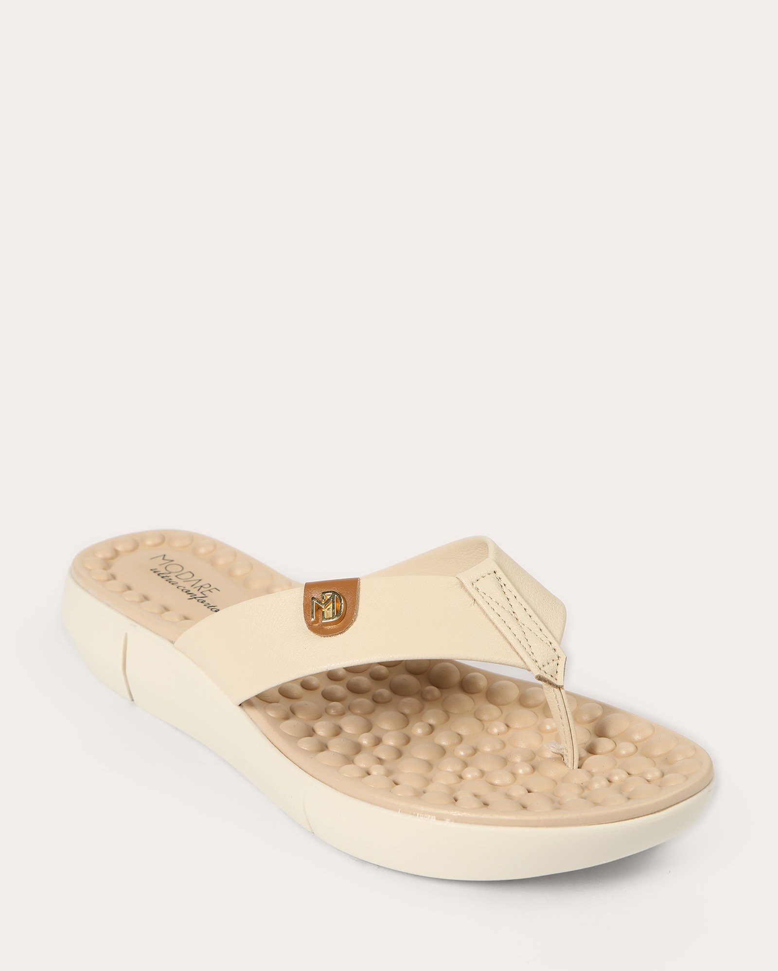 Sandália rasteira feminina tiras largas ultra conforto - Off-white | Modare
