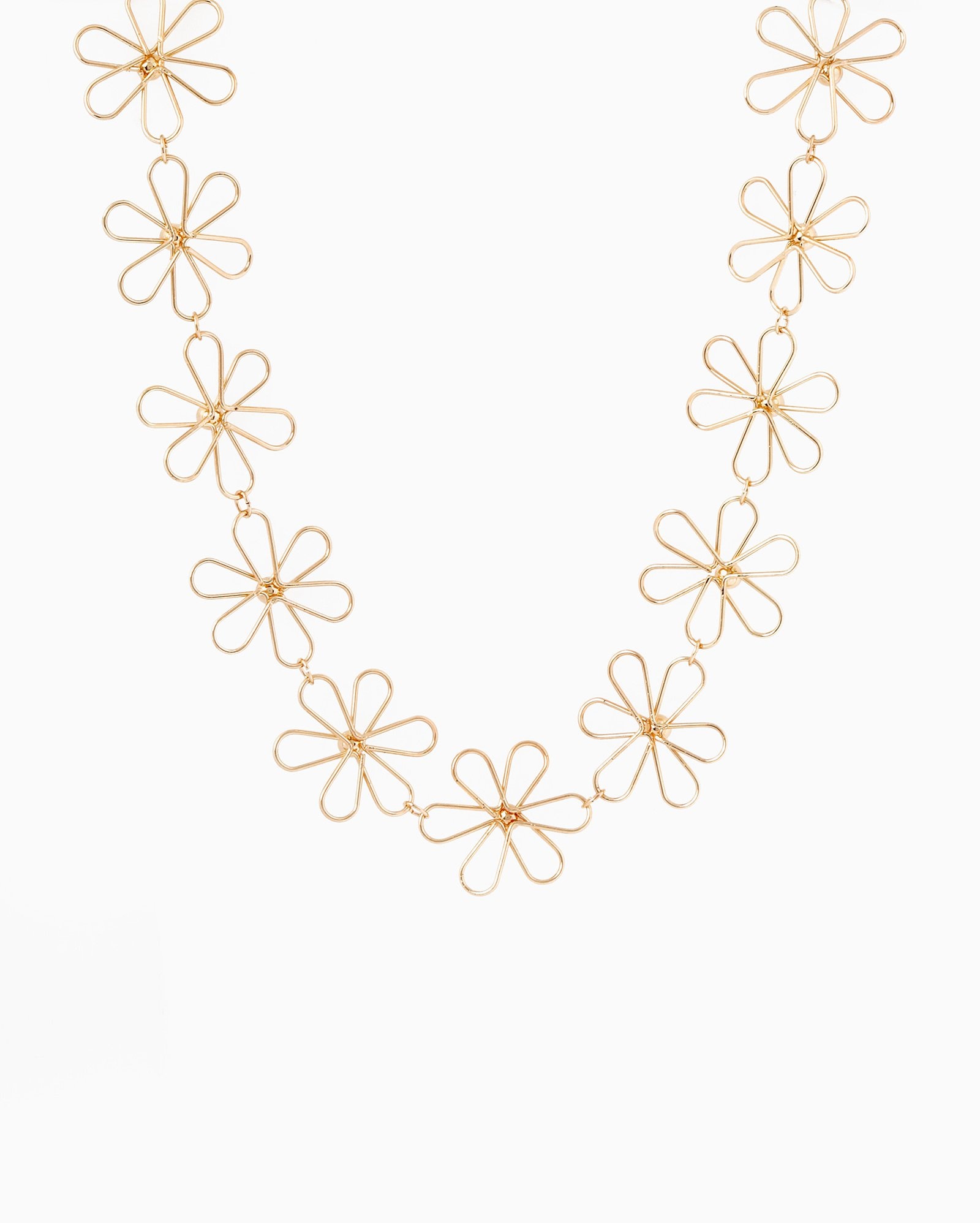 Colar feminino metal flor dourado