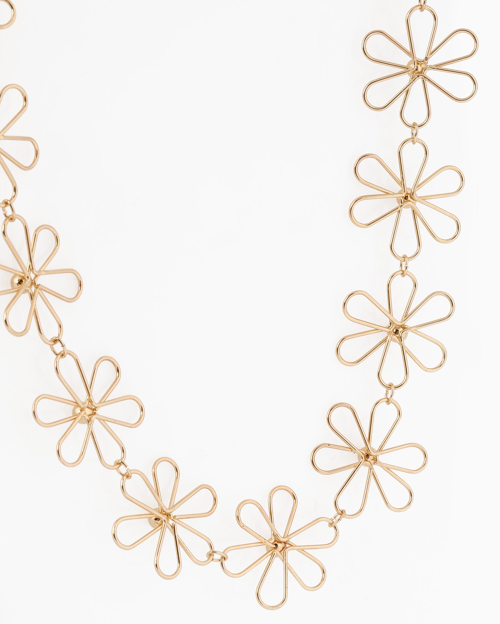 Colar feminino metal flor dourado