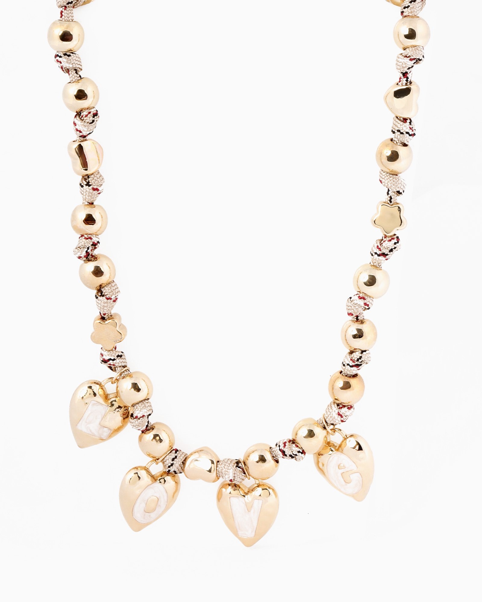 Colar feminino corações love dourado