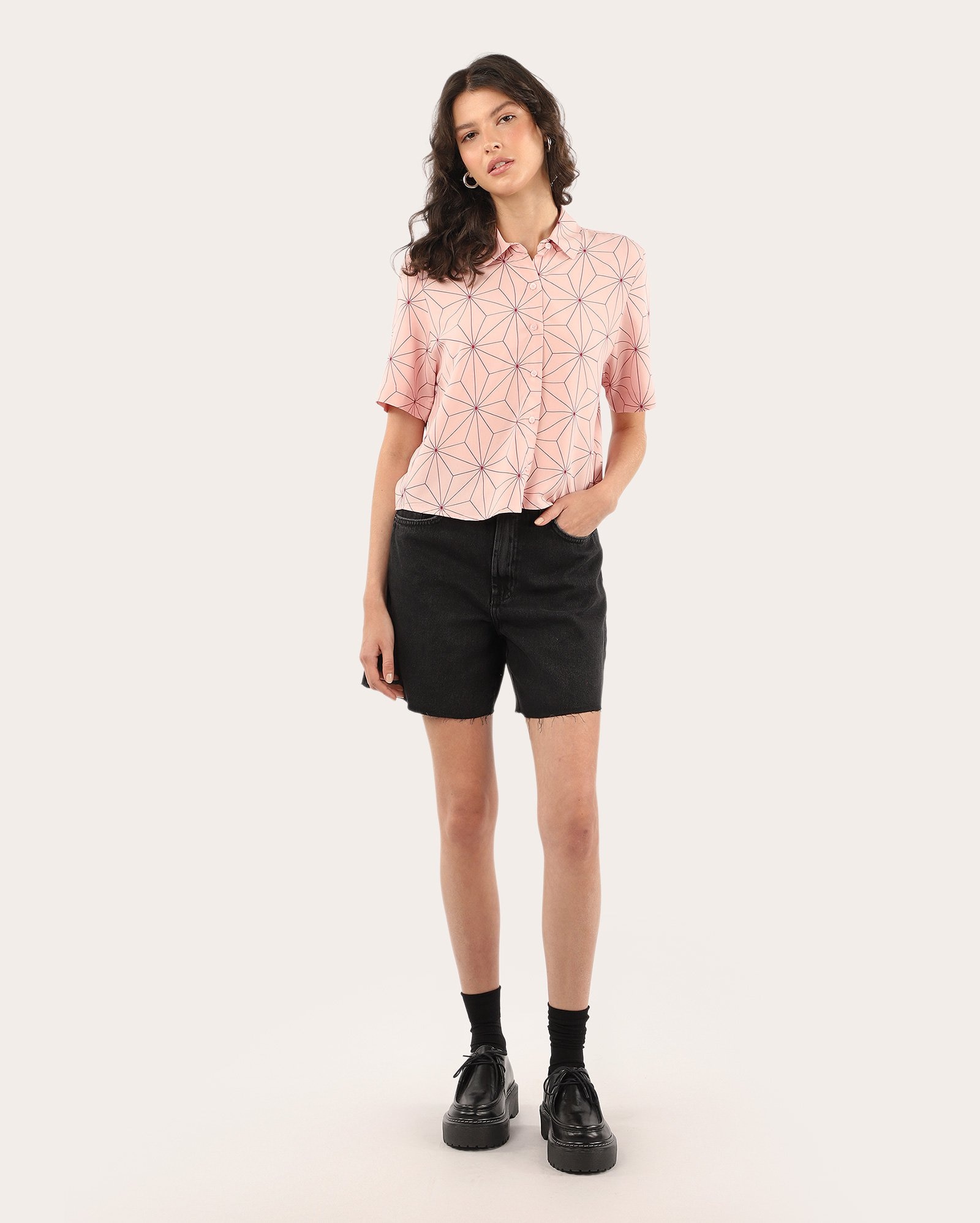 Camisa cropped Demon Slayer - rosa | FANLAB