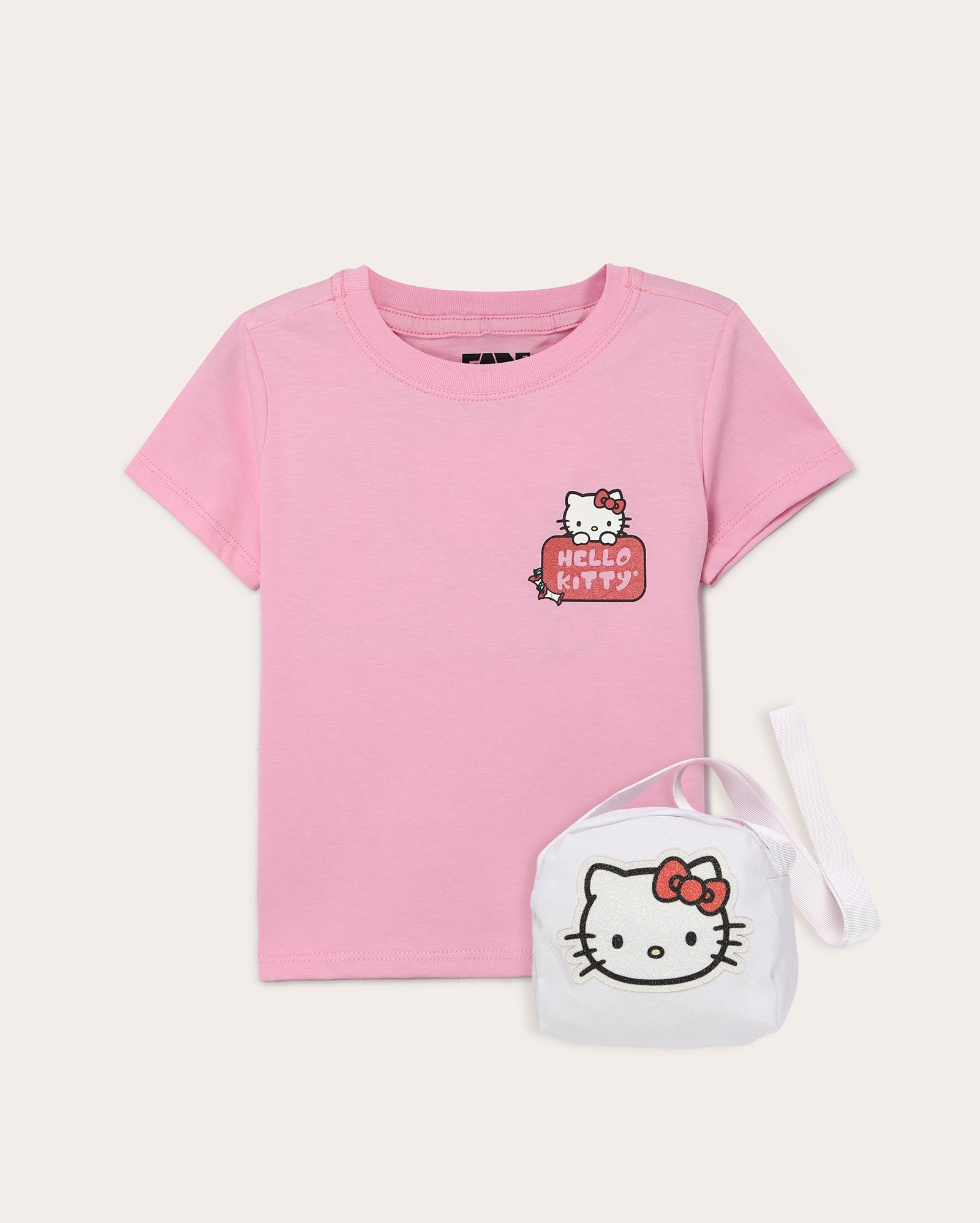 Camiseta infantil Hello Kitty + Bolsa 2-8A rosa | FANLAB