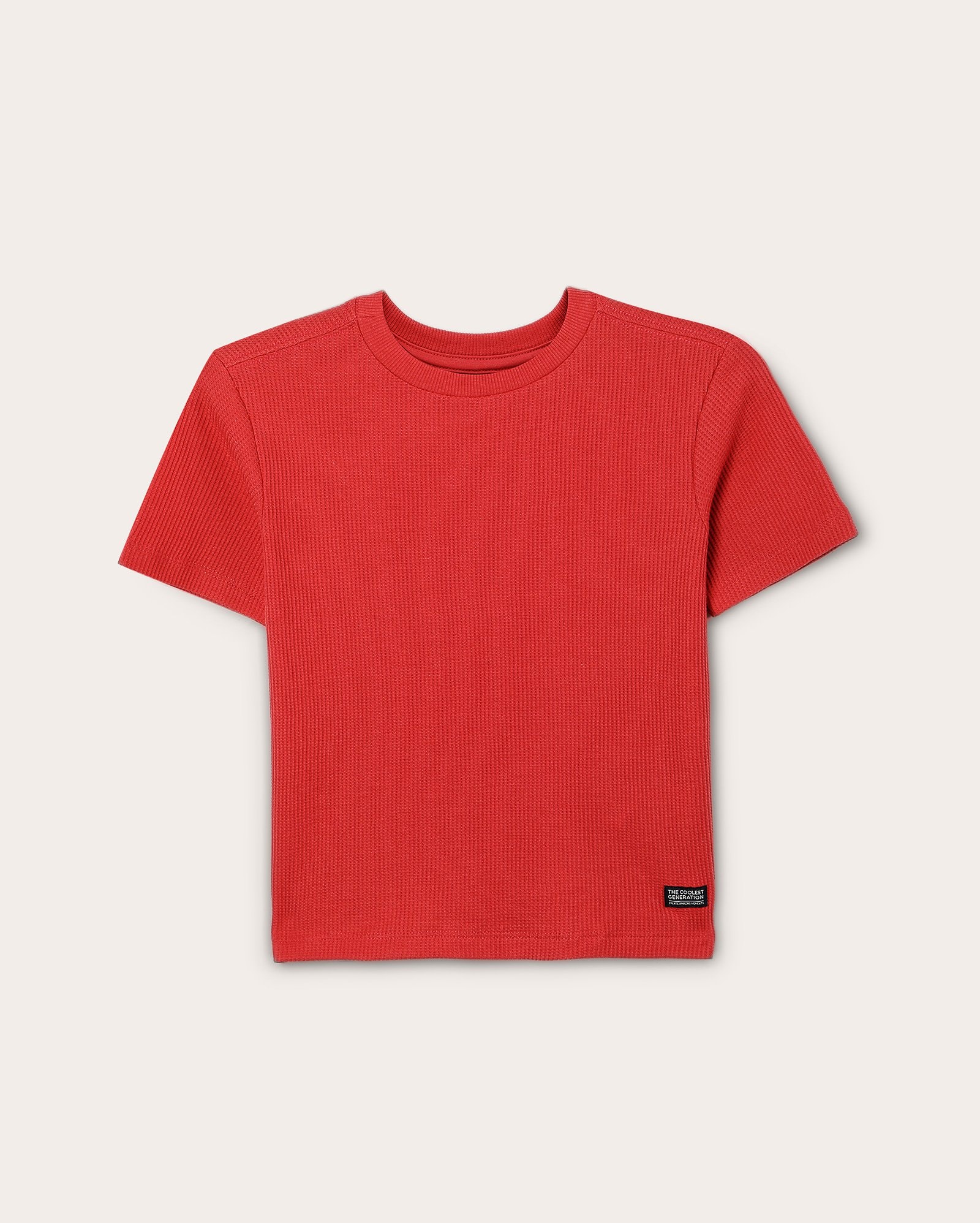 Camiseta infantil texturizada com tag 4-10A - Vermelho