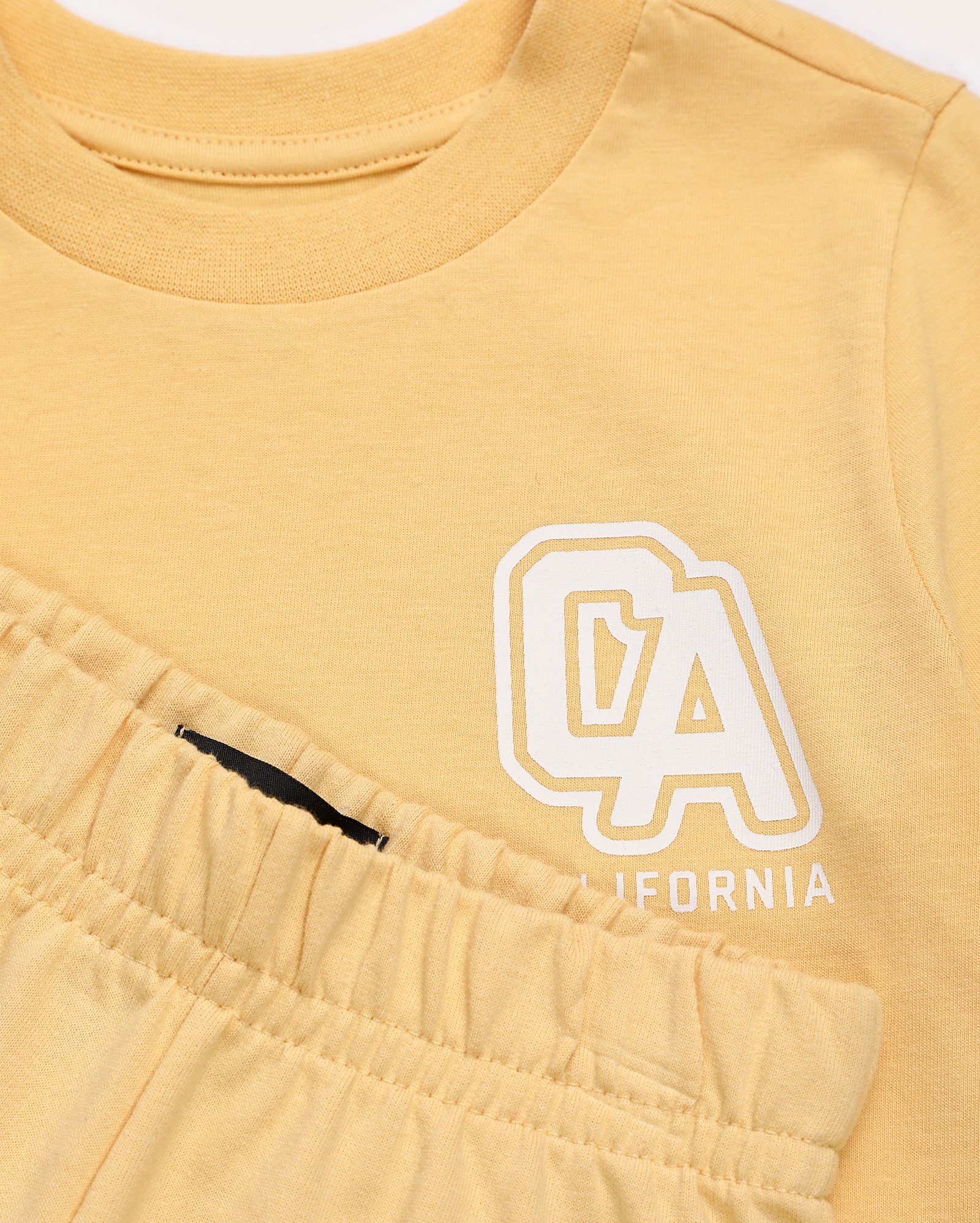 Conjunto curto infantil regular California 1-4A - Amarelo Claro