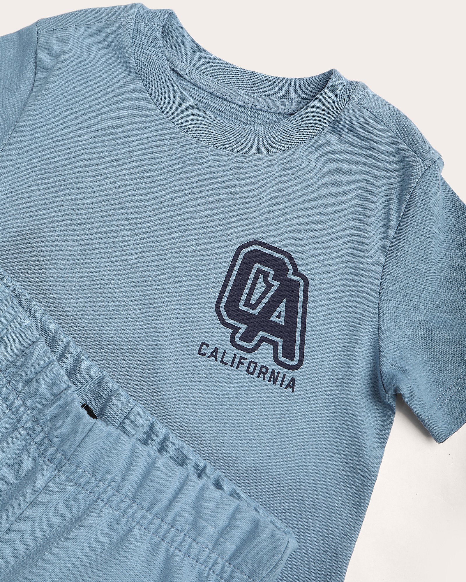 Conjunto curto infantil regular California 4-10A - Azul Claro