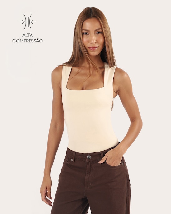 Regata feminina Curvify poliamida decote quadrado