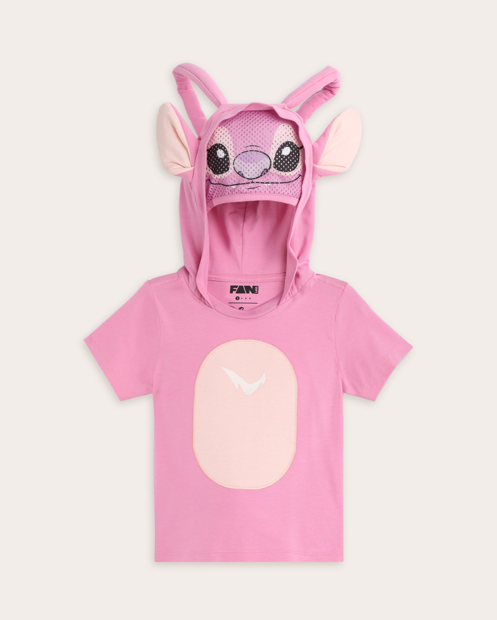 Camiseta infantil capuz Lilo & Stitch 2-8A - rosa | FANLAB