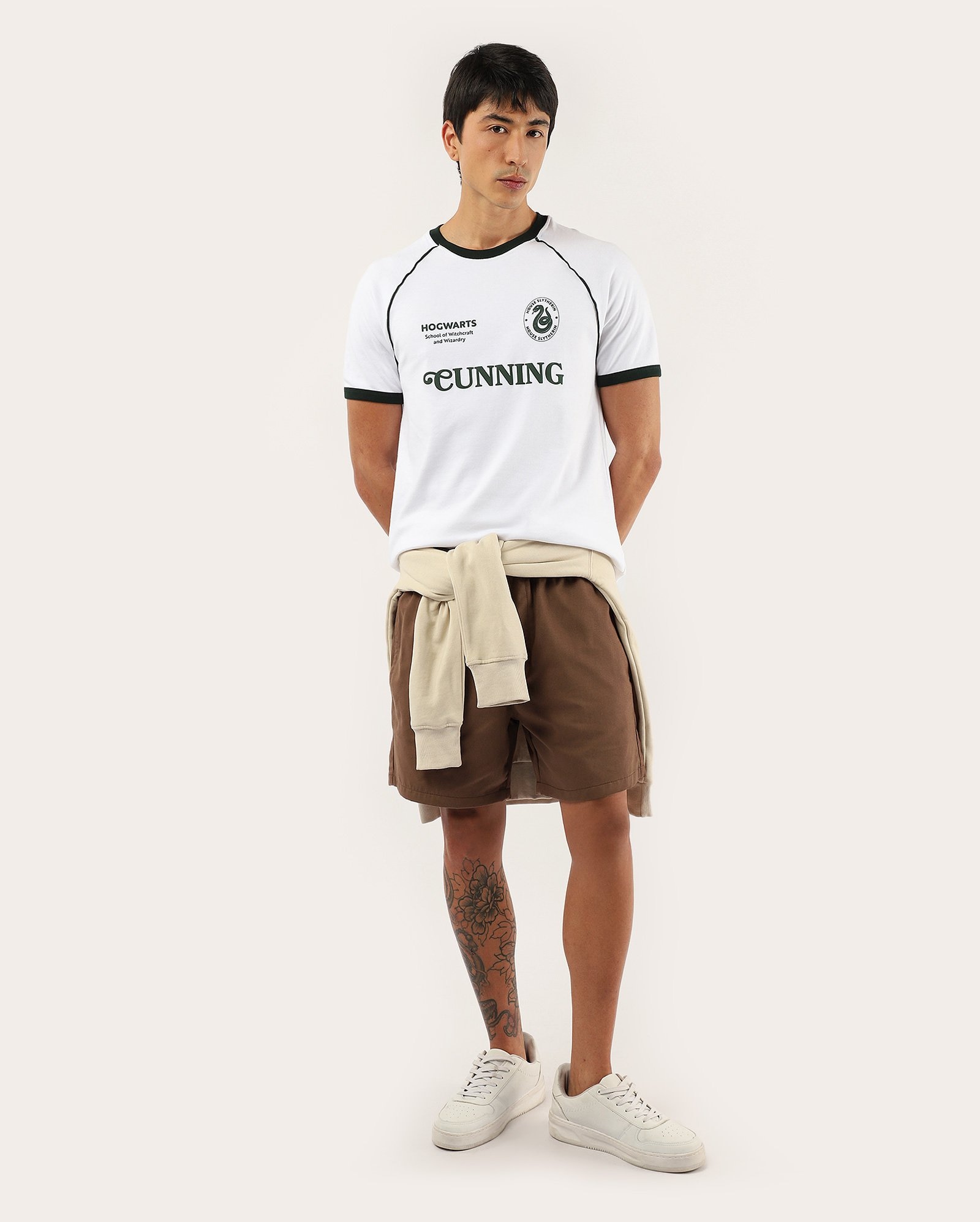Camiseta masculina Harry Potter Sonserina branca | FANLAB