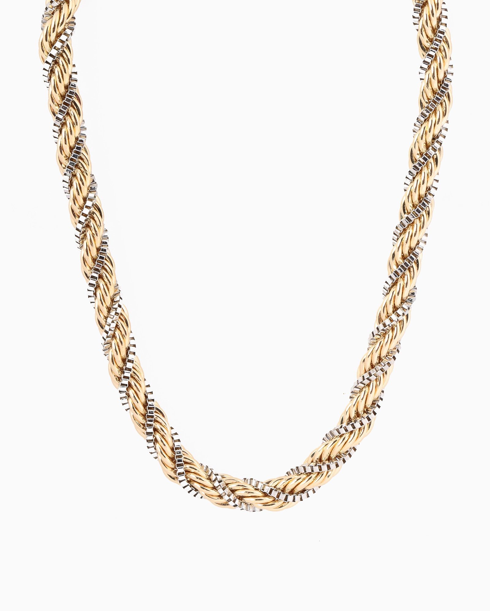 Colar feminino de metal trançado multicor