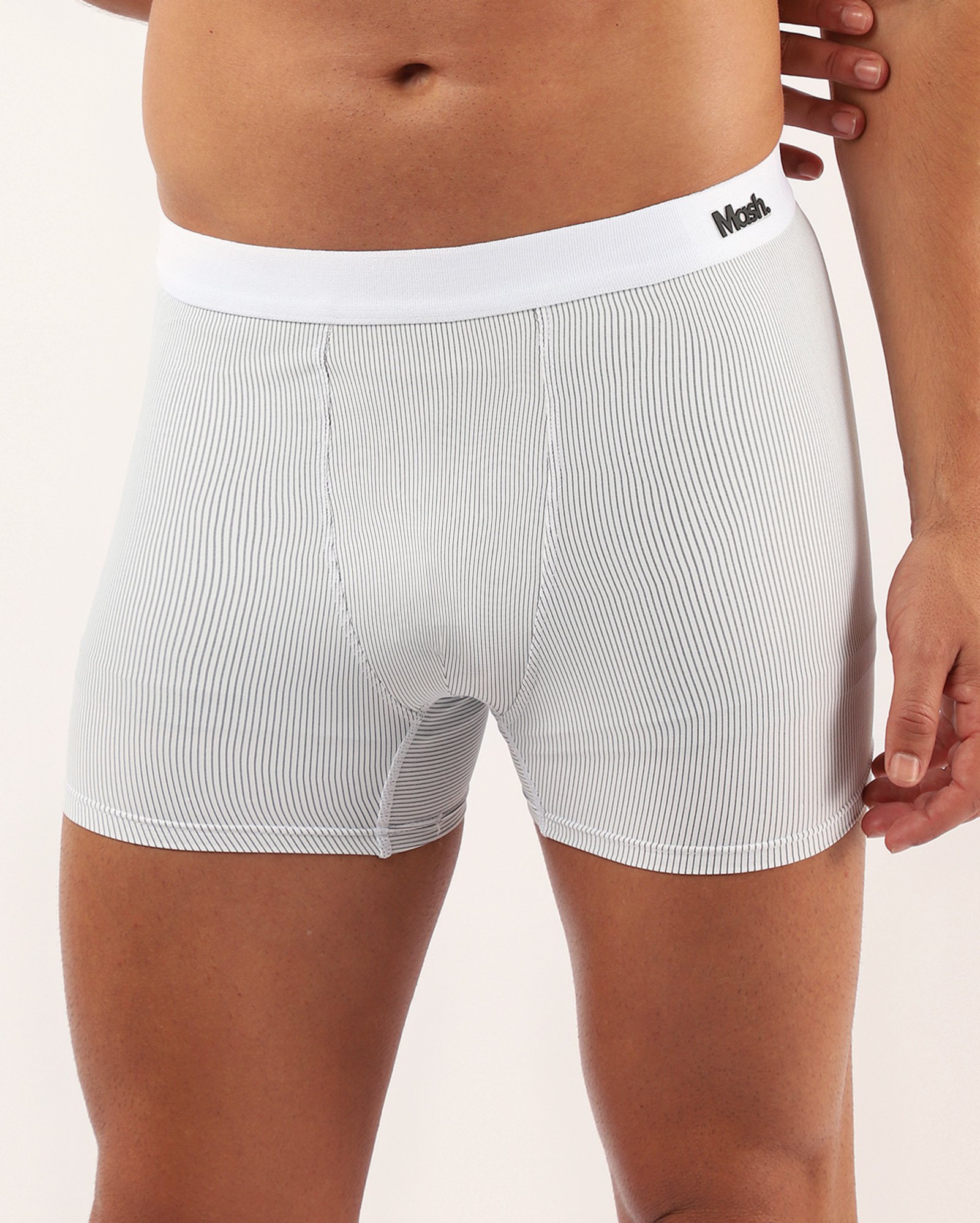 Cueca boxer listrada branca | Mash