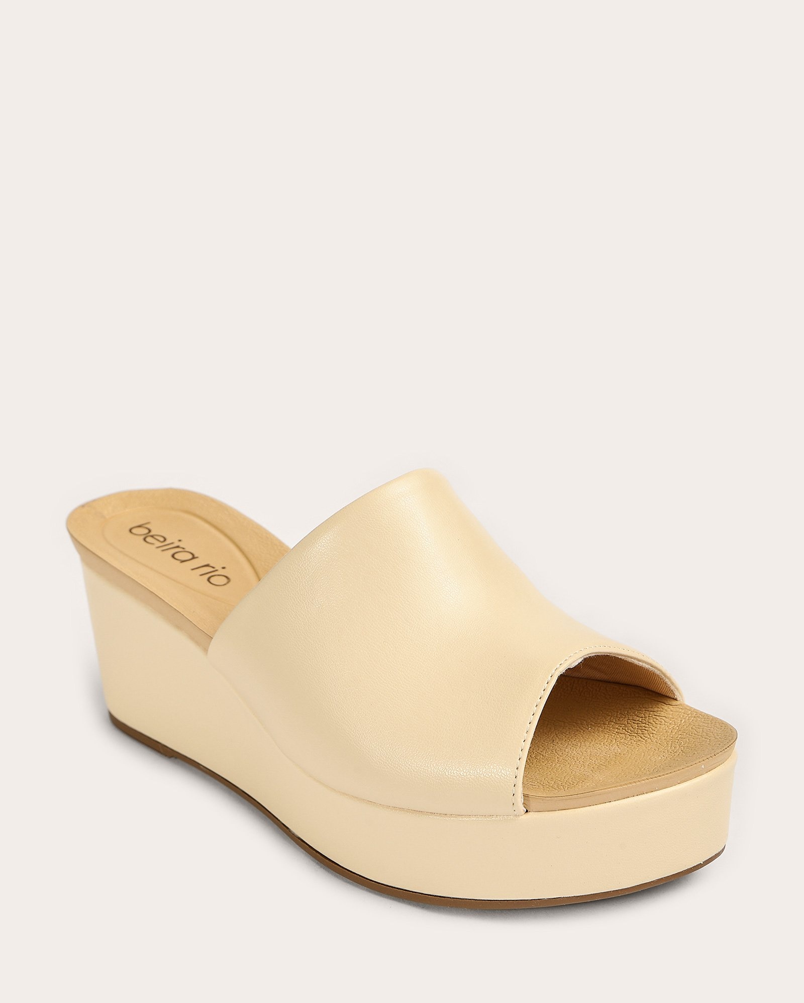 Tamanco feminino anabela salto alto - Off-white | Beira Rio