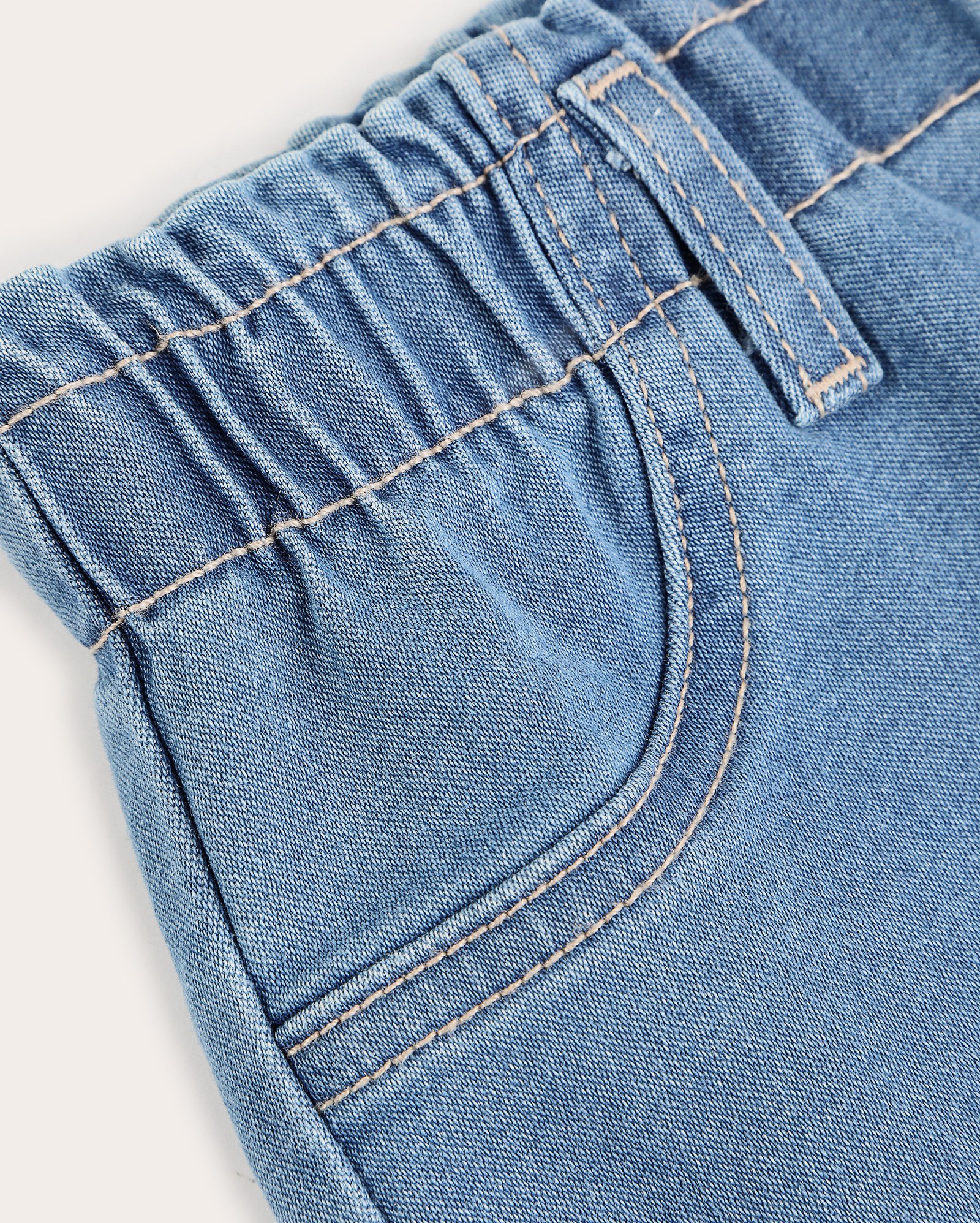 Short jeans infantil baggy Stitch 4-10A - denim médio