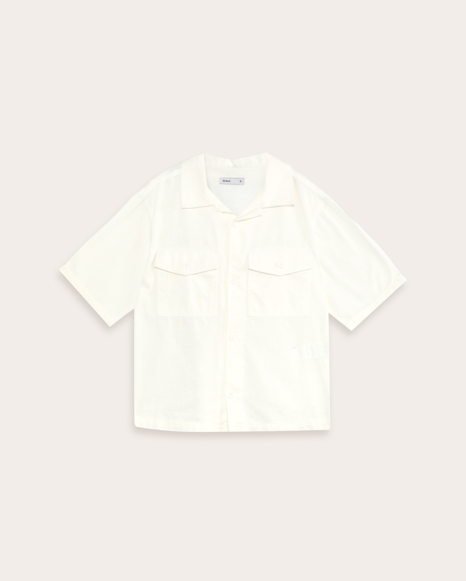 Camisa sarja juvenil bolso frontal com botão - off-white