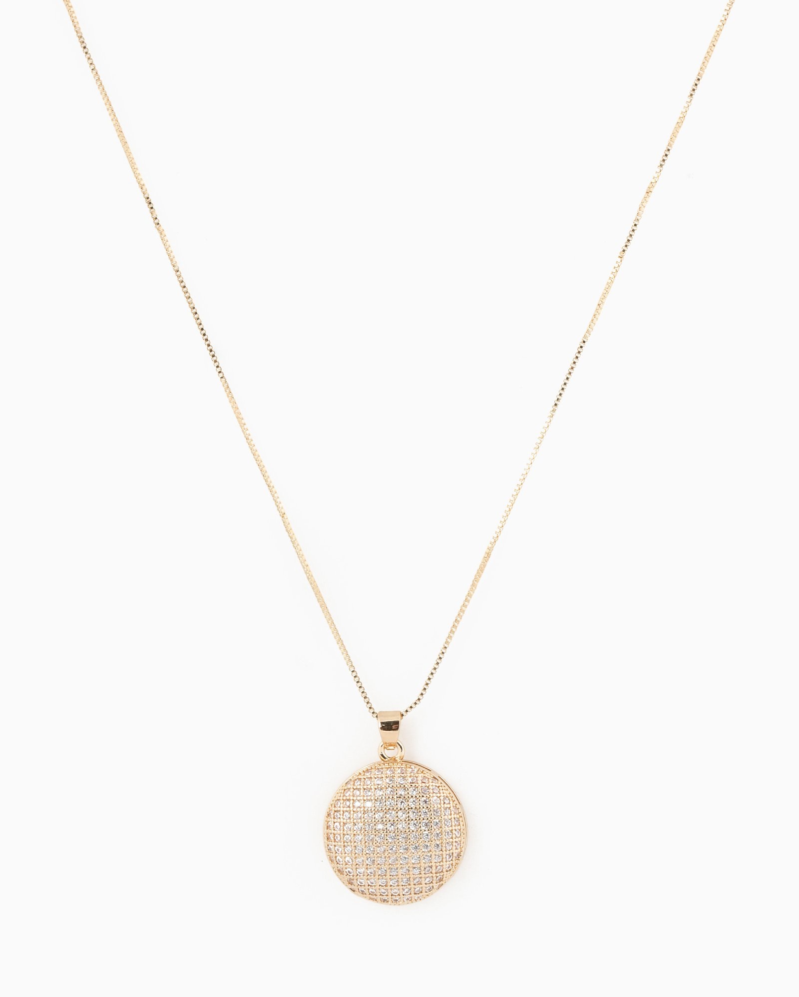 Colar feminino esfera vazada com brilho dourado