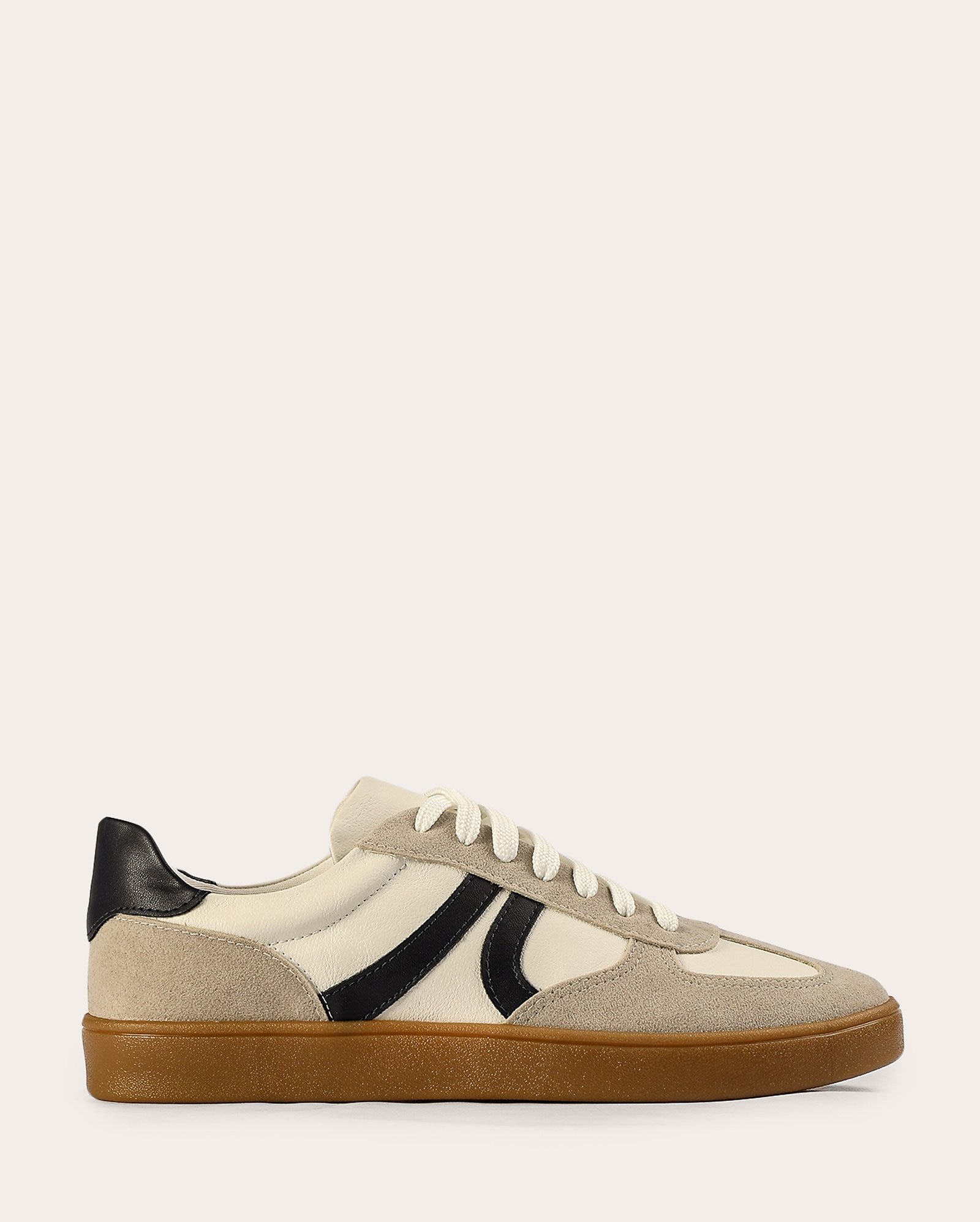 Tênis feminino cano baixo com recortes suede off-white