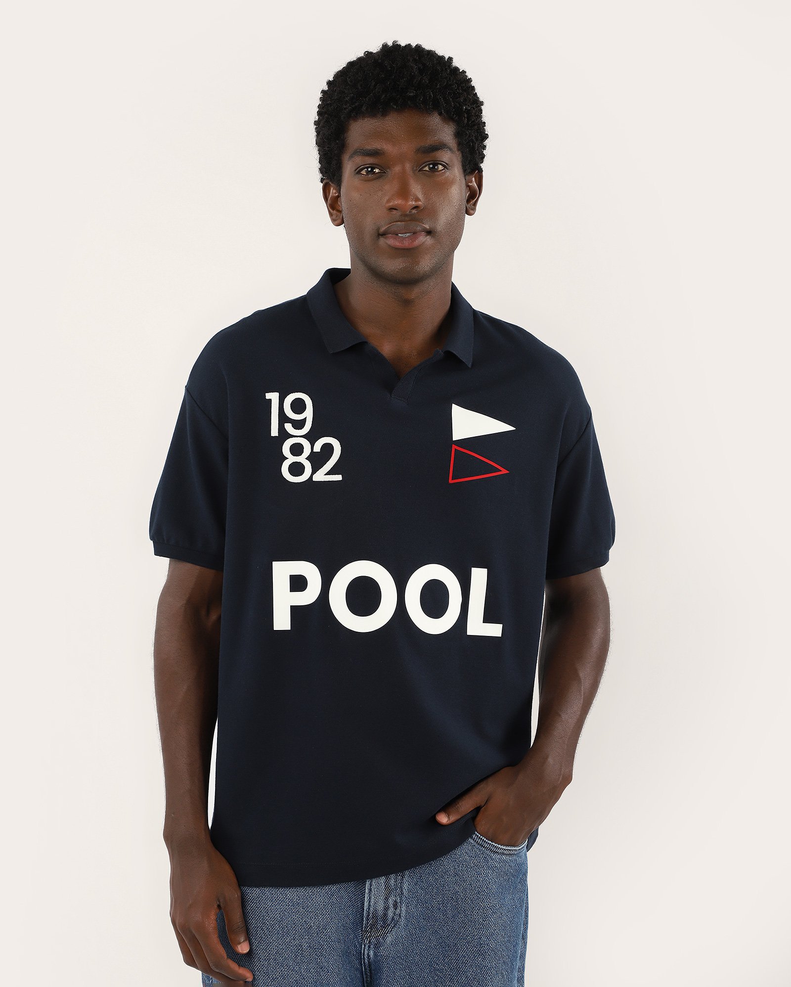 Polo masculina oversized 1982 - Azul-marinho
