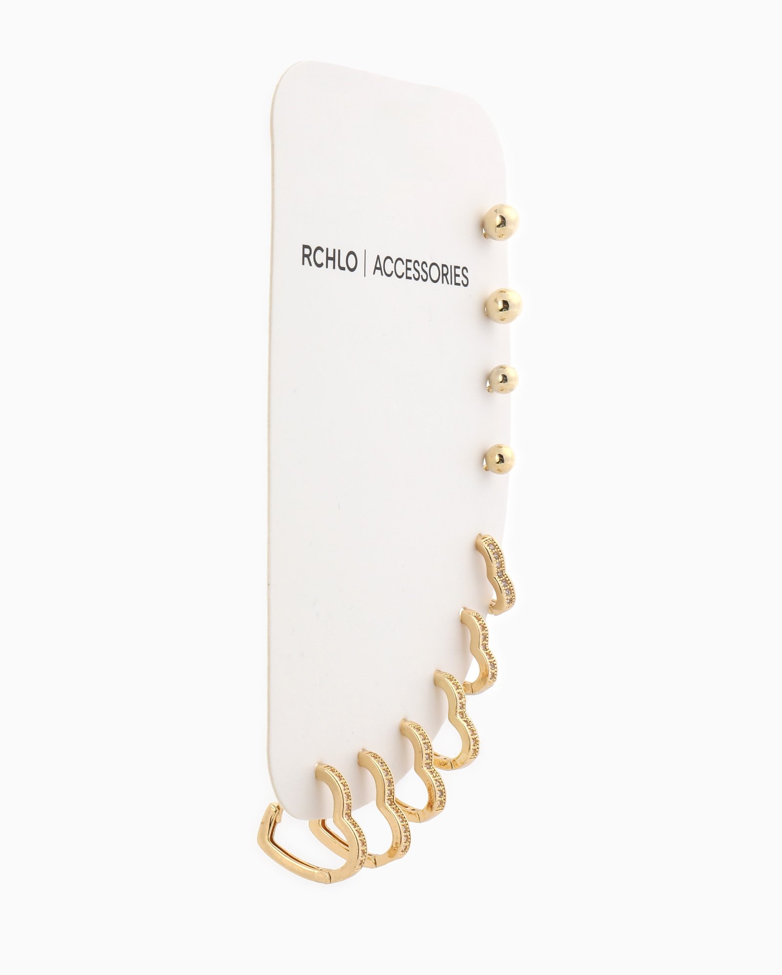 Kit brinco feminino 5 pares argolas e esferas de metal - dourado