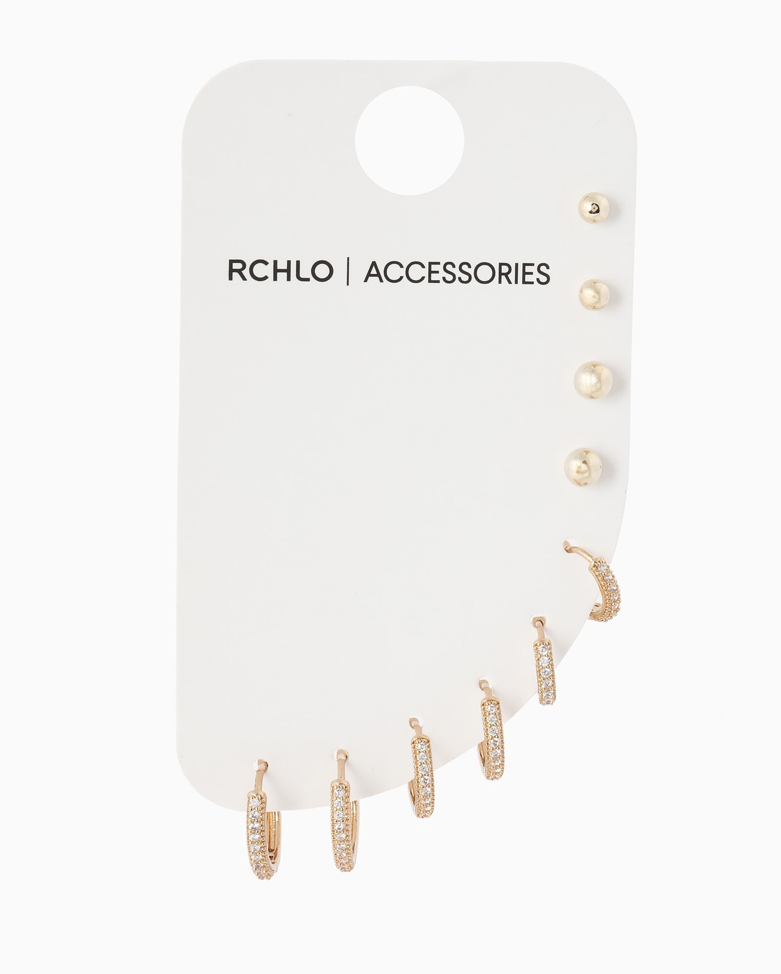 Kit brinco feminino 5 pares argola com strass - dourado