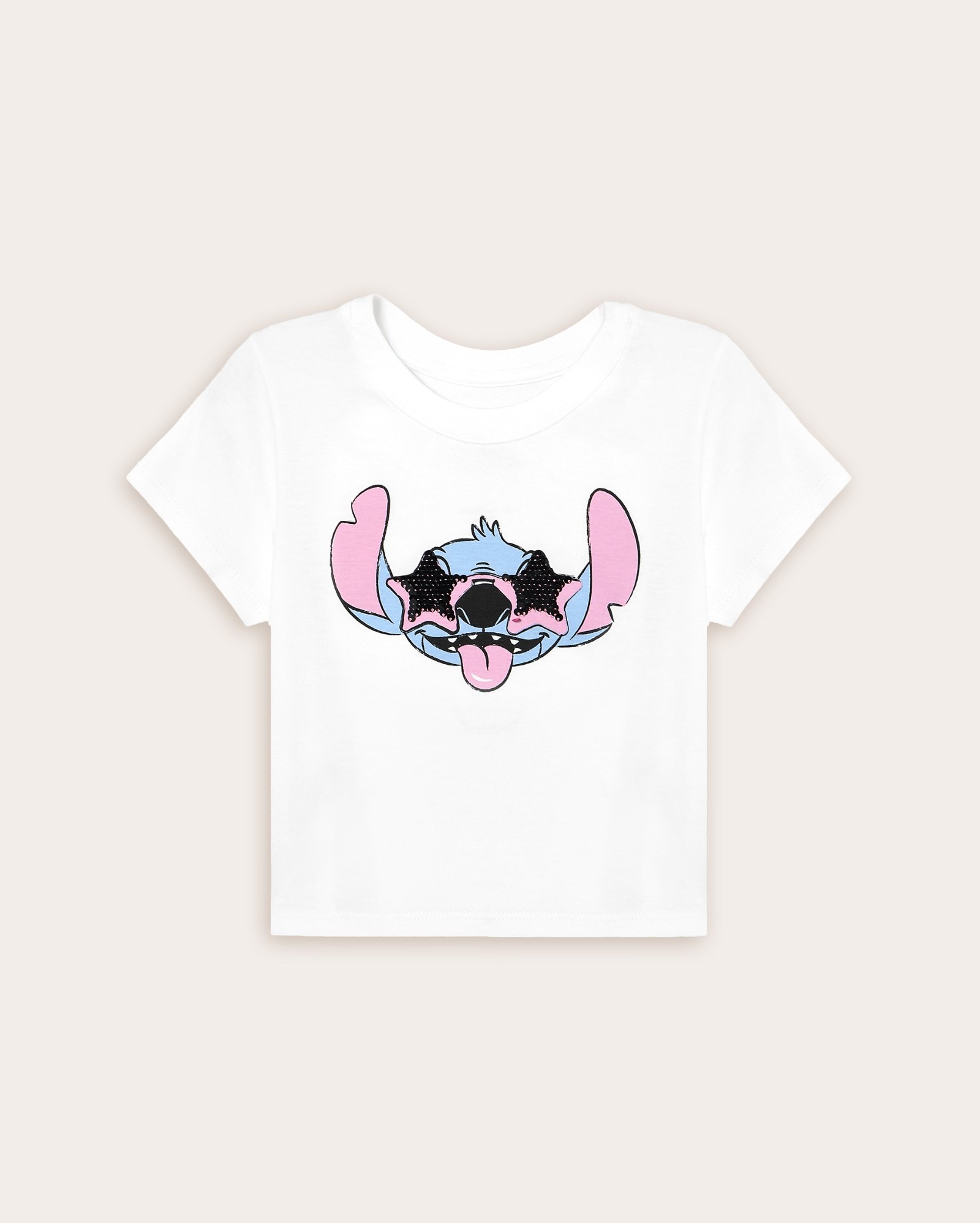 Camiseta cropped infantil Angel com paetê 4-10A branco | Disney