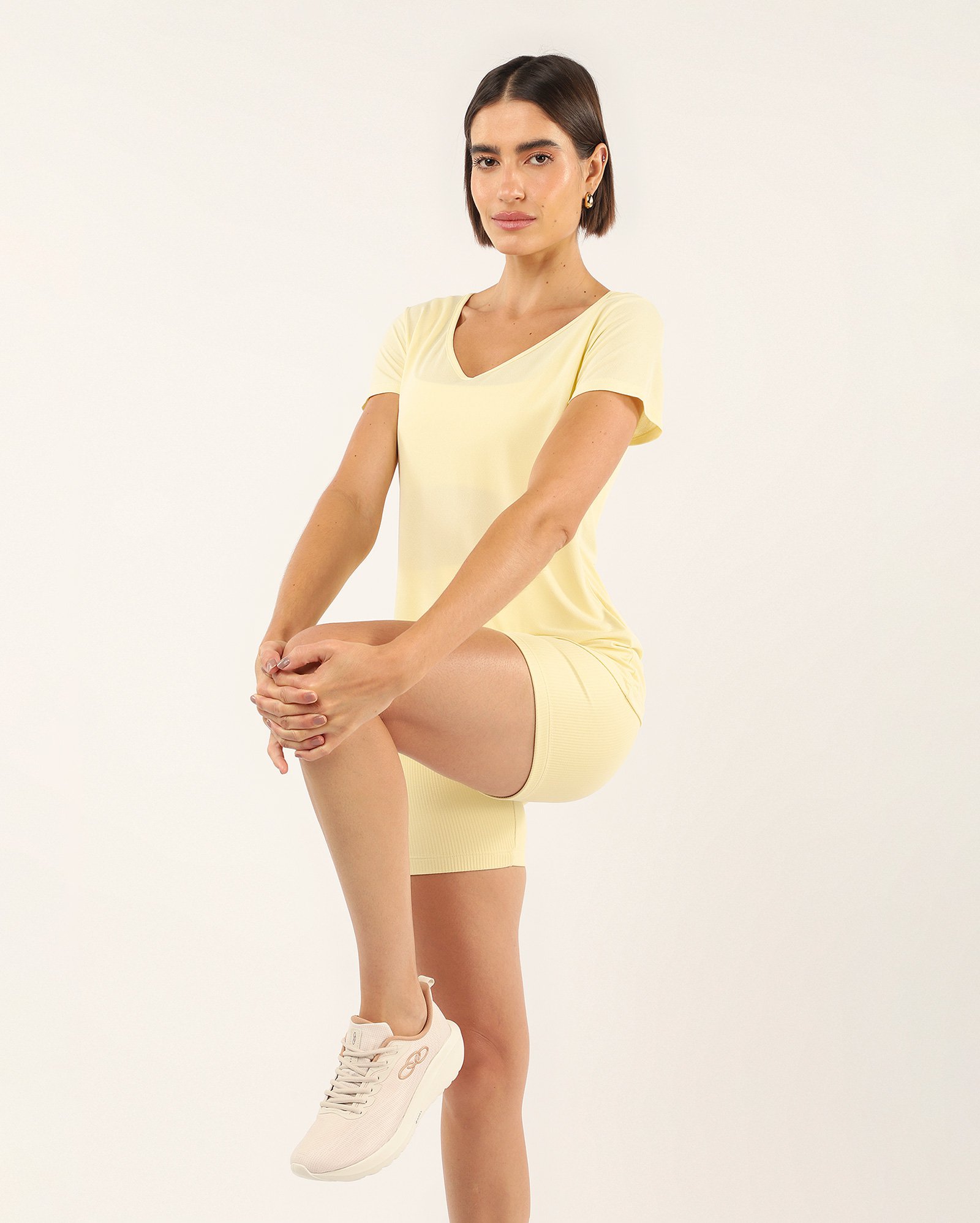 Camiseta esportiva feminina básica - Amarelo Claro | Body Work