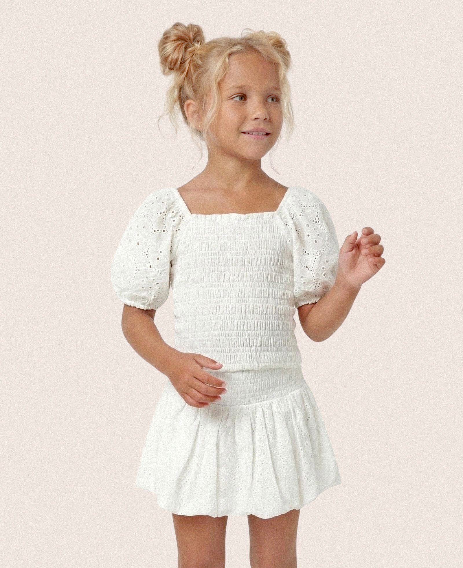 Blusa Infantil em laise Helô Rocha 6-14A - branca