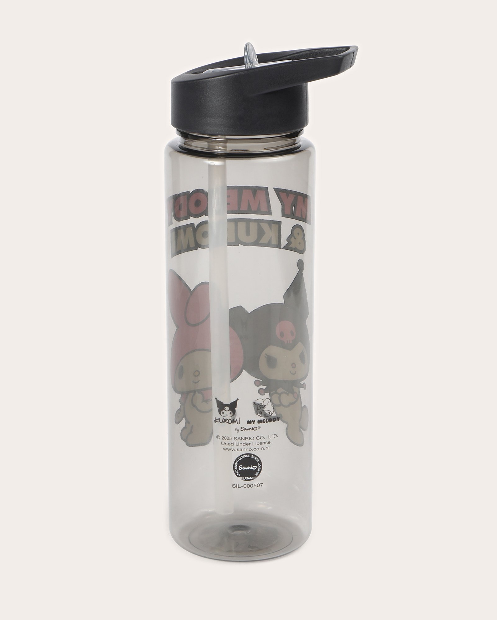 Garrafa plástica squeeze My Melody e Kuromi 700ml preta | Sanrio