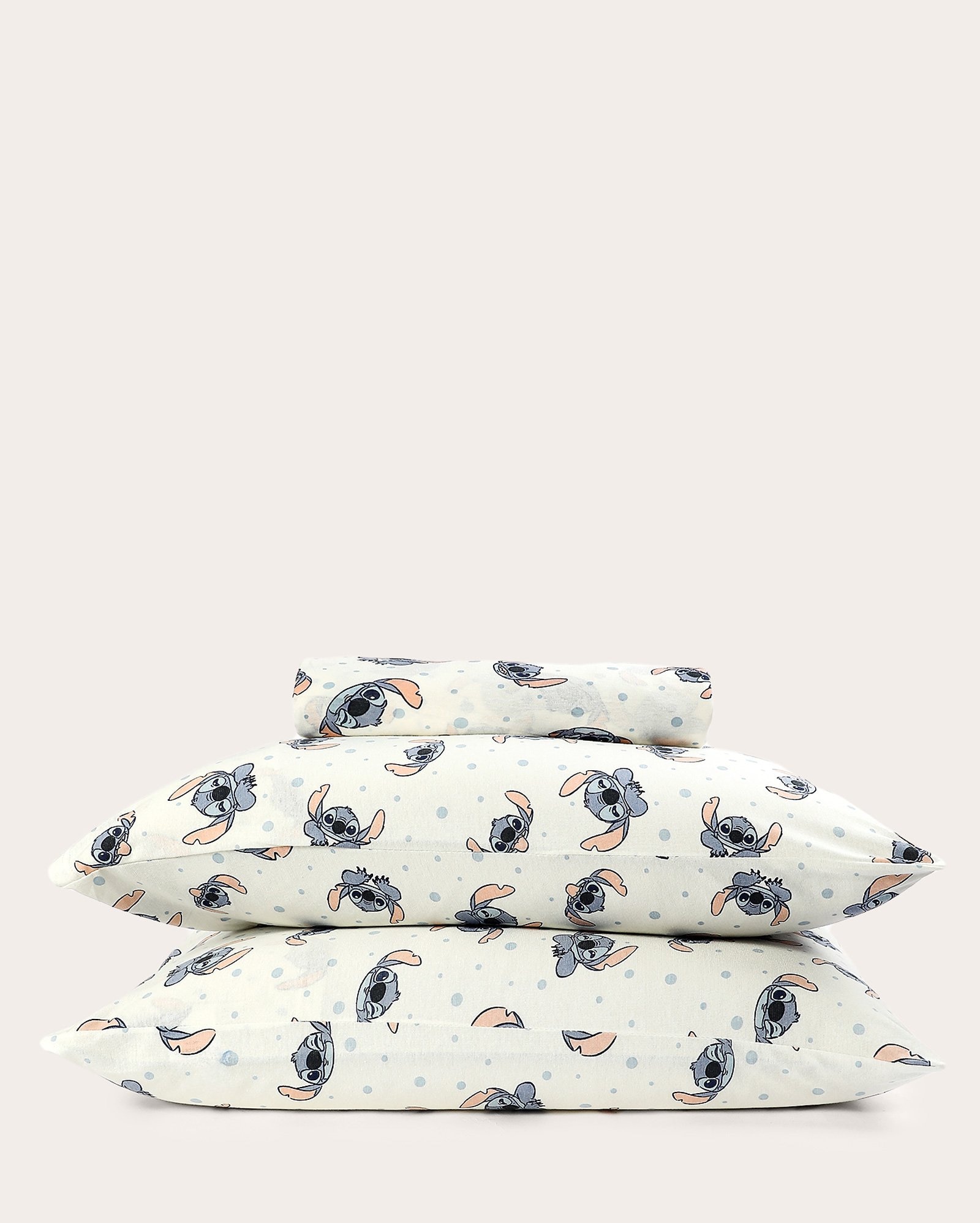 Jogo de cama casal 3 peças malha soft Stitch branco | Disney