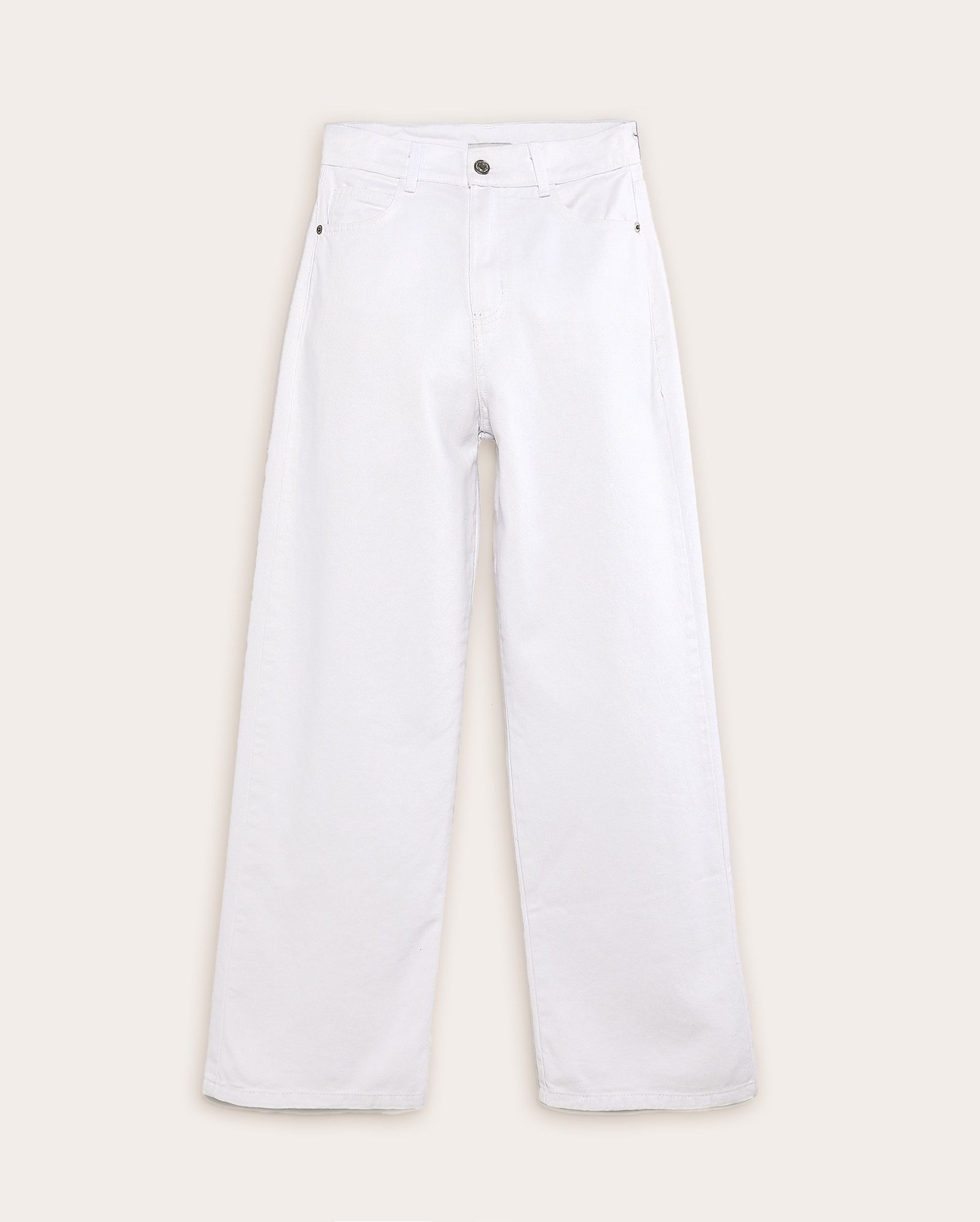Calça sarja juvenil wide leg - branca