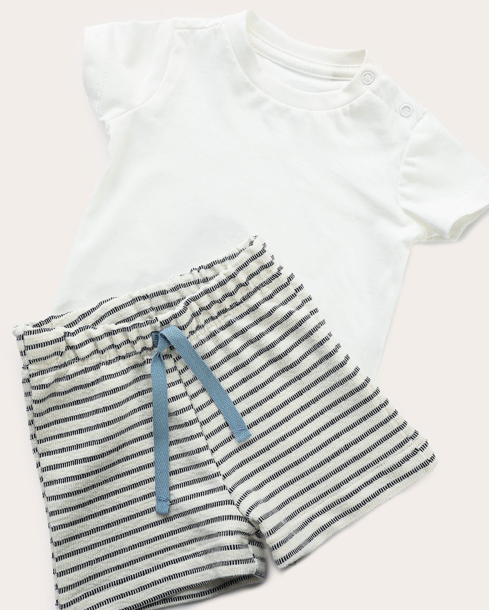 Conjunto curto bebê texturizado com listras - multicor