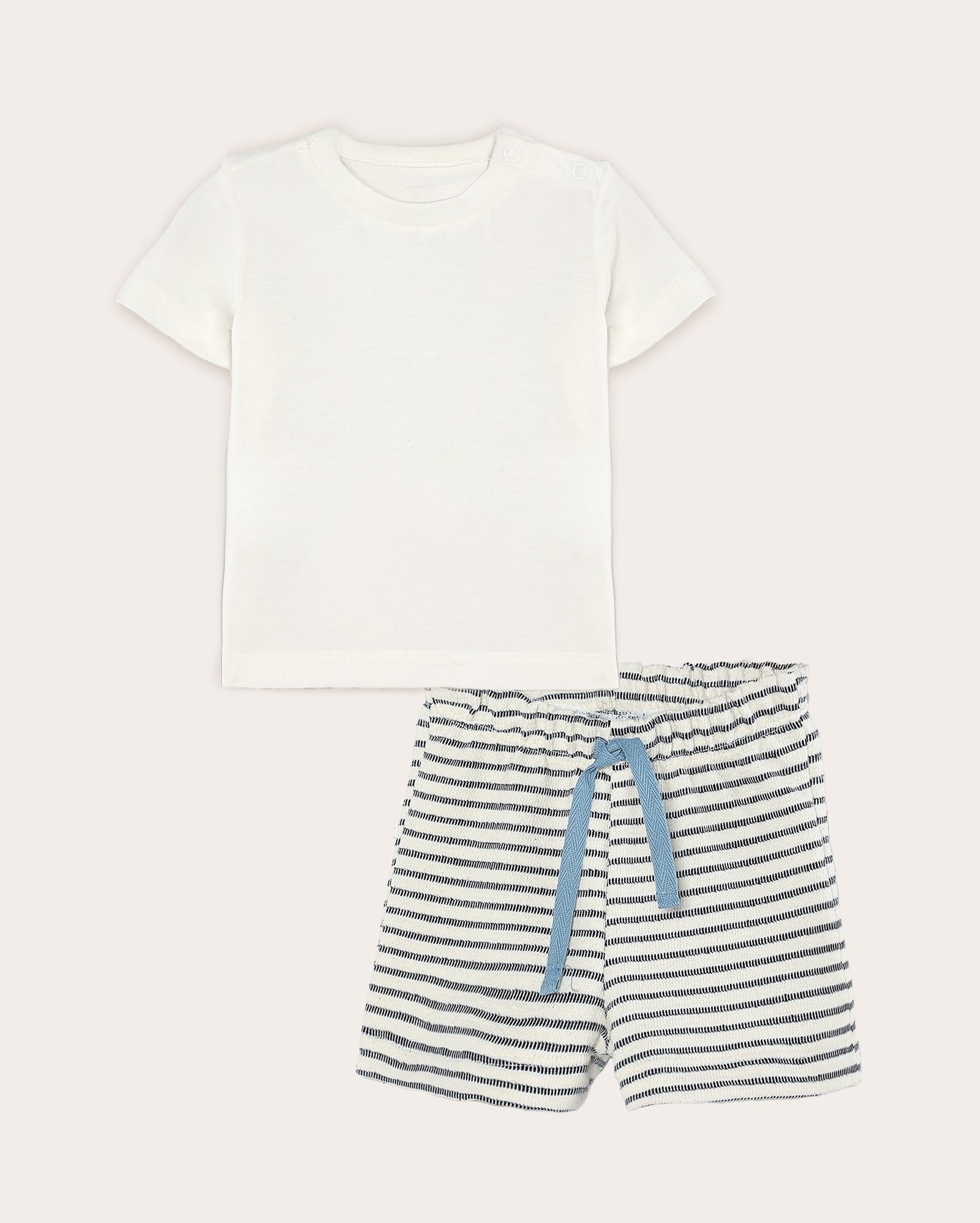 Conjunto curto bebê texturizado com listras - multicor