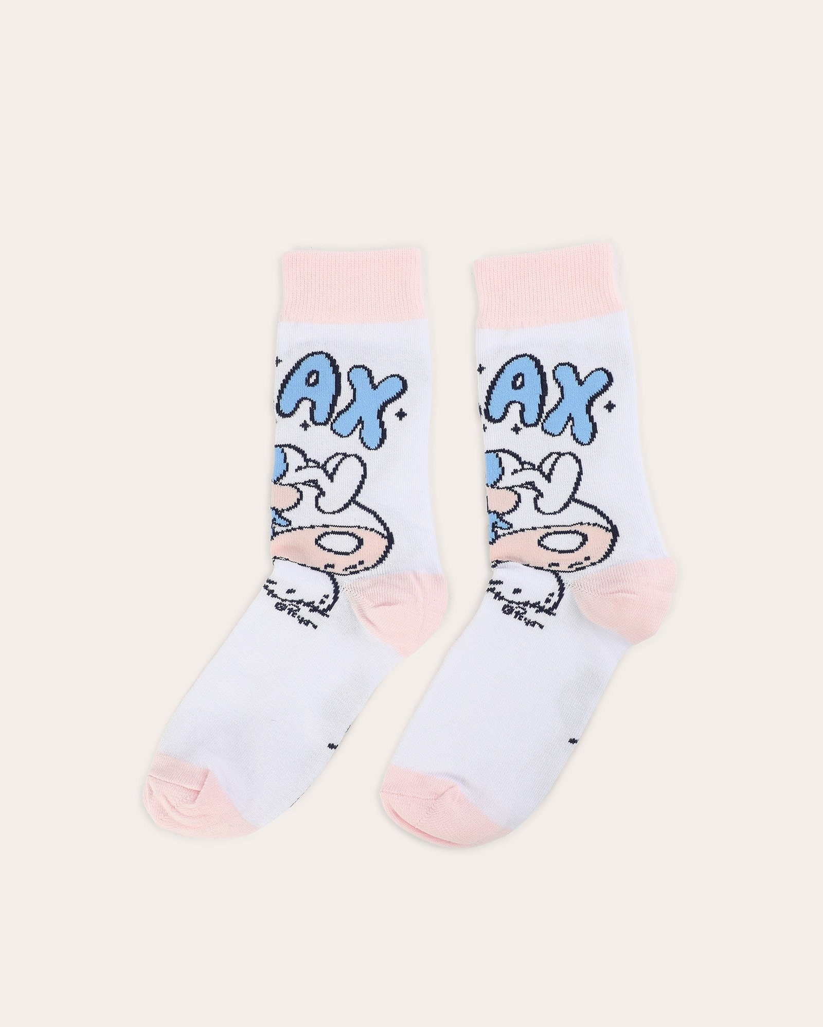 Meia feminina cano médio estampada branca | Smurfs