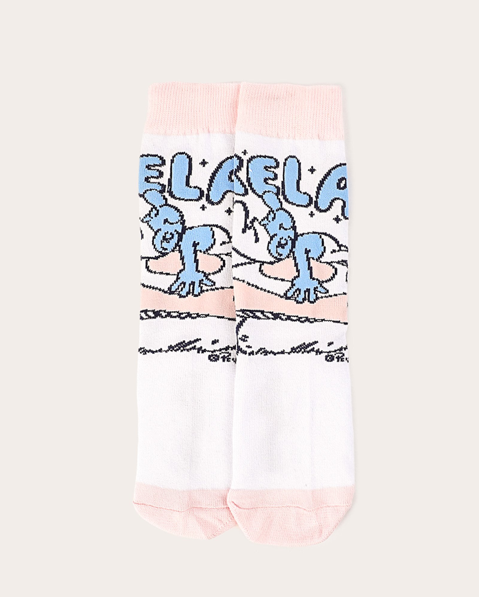 Meia feminina cano médio estampada branca | Smurfs