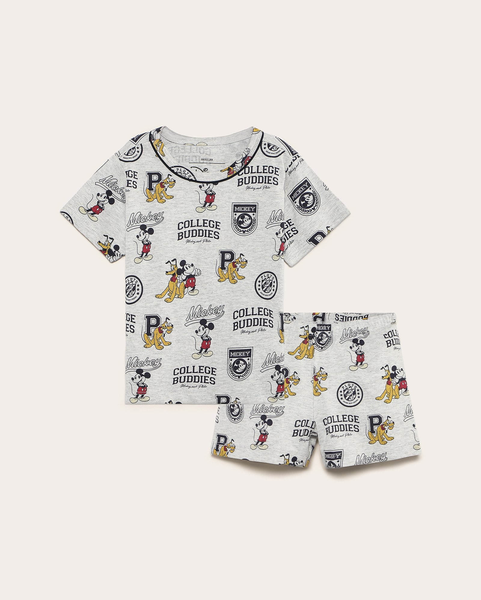 Pijama curto infantil Mickey e Pluto 2-6A cinza | Disney